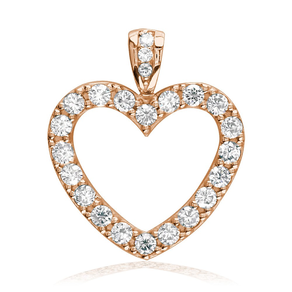 0.84CT Diamond Heart Pendant Necklace in 18K Rose Gold - Elegant Jewelry Gift for Women, Perfect for Valentine's Day, Anniversary & Romantic Occasions
