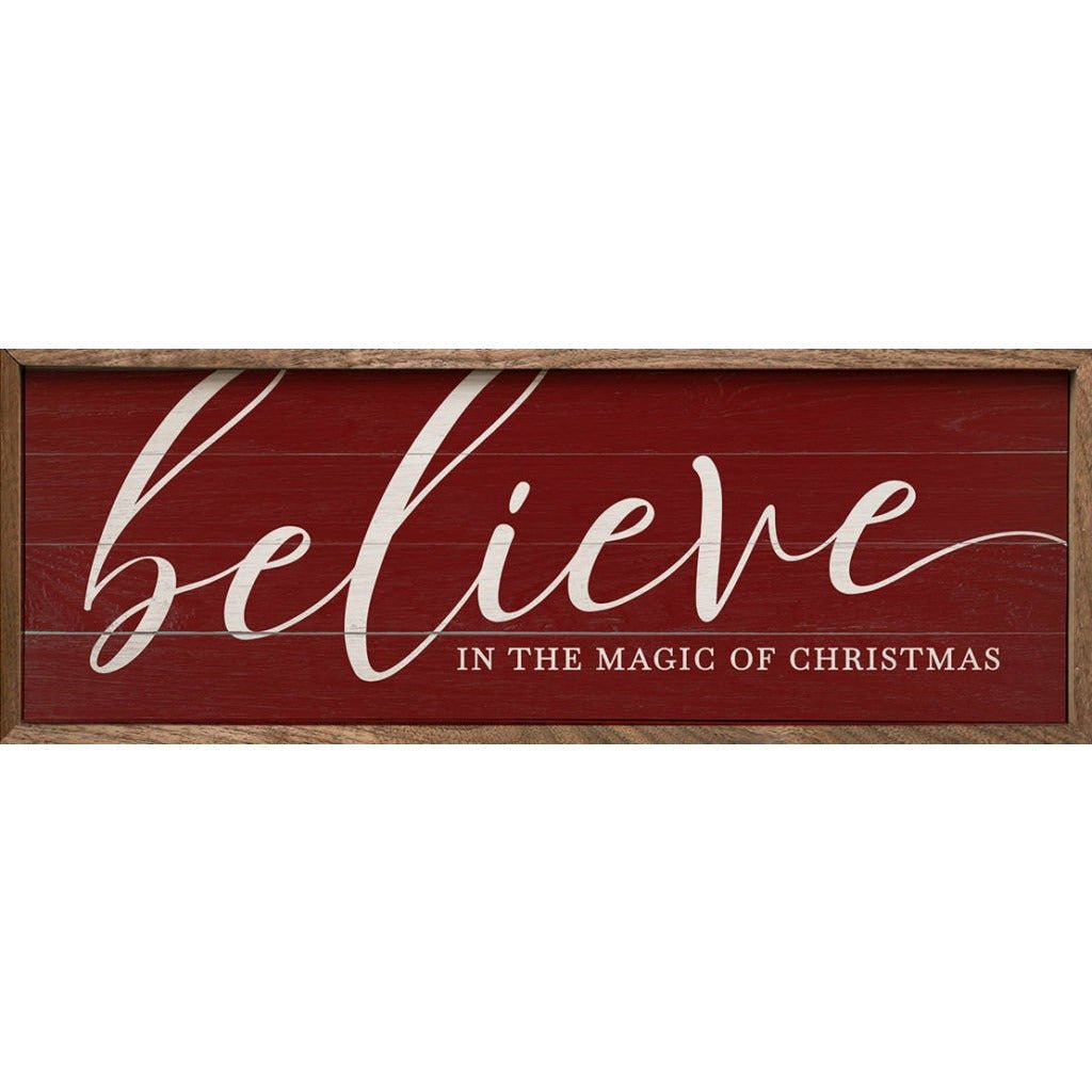 Believe In The Magic Of Christmas Wood Framed Wall Art - Holiday Home Decor for Living Room, Bedroom & Office