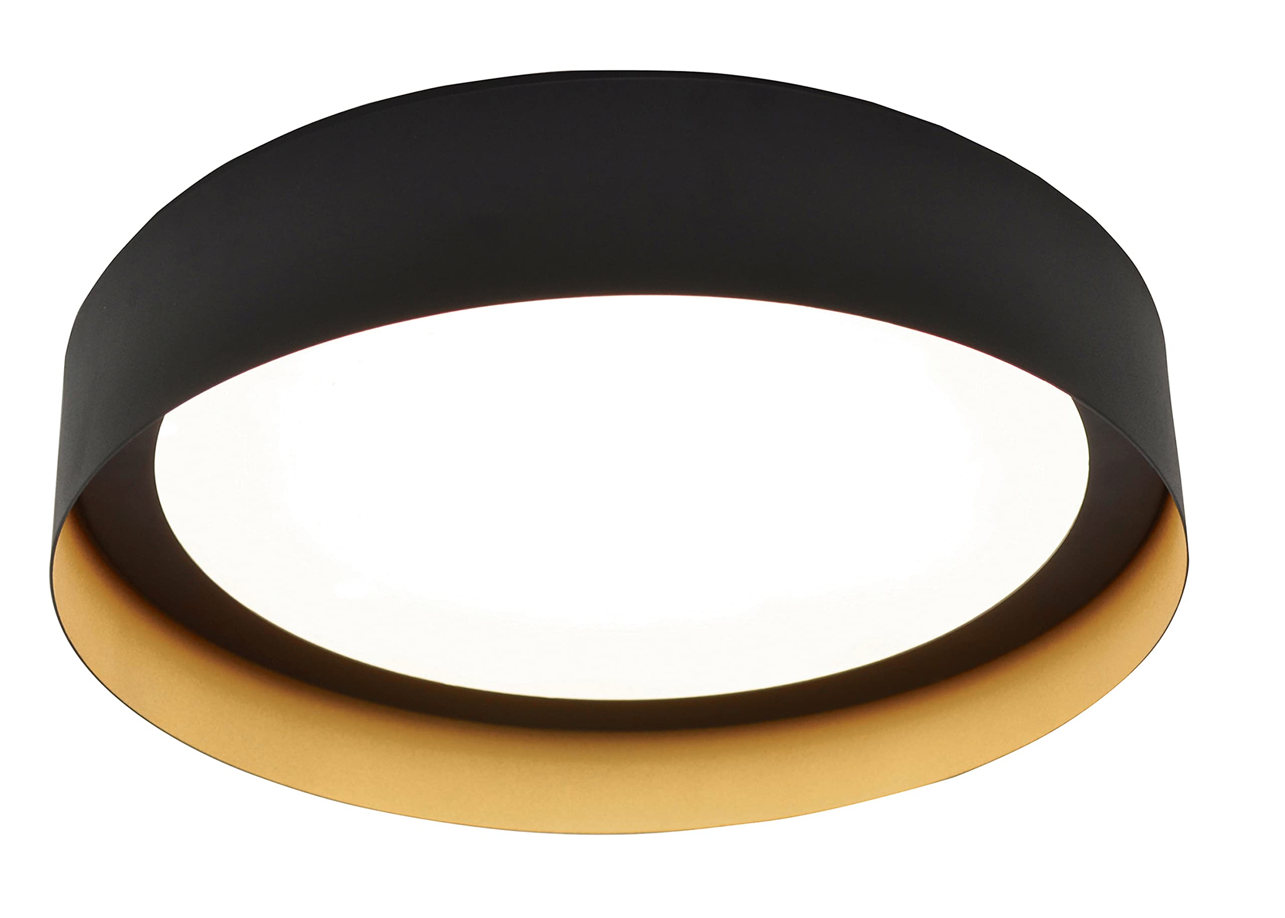Gold and Black LED Flush Mount Ceiling Light - 17.5W, 12 Inch Diameter, 2.75 Inch Height - Energy Efficient Modern Lighting for Bedroom, Kitchen, Hallway, and Office