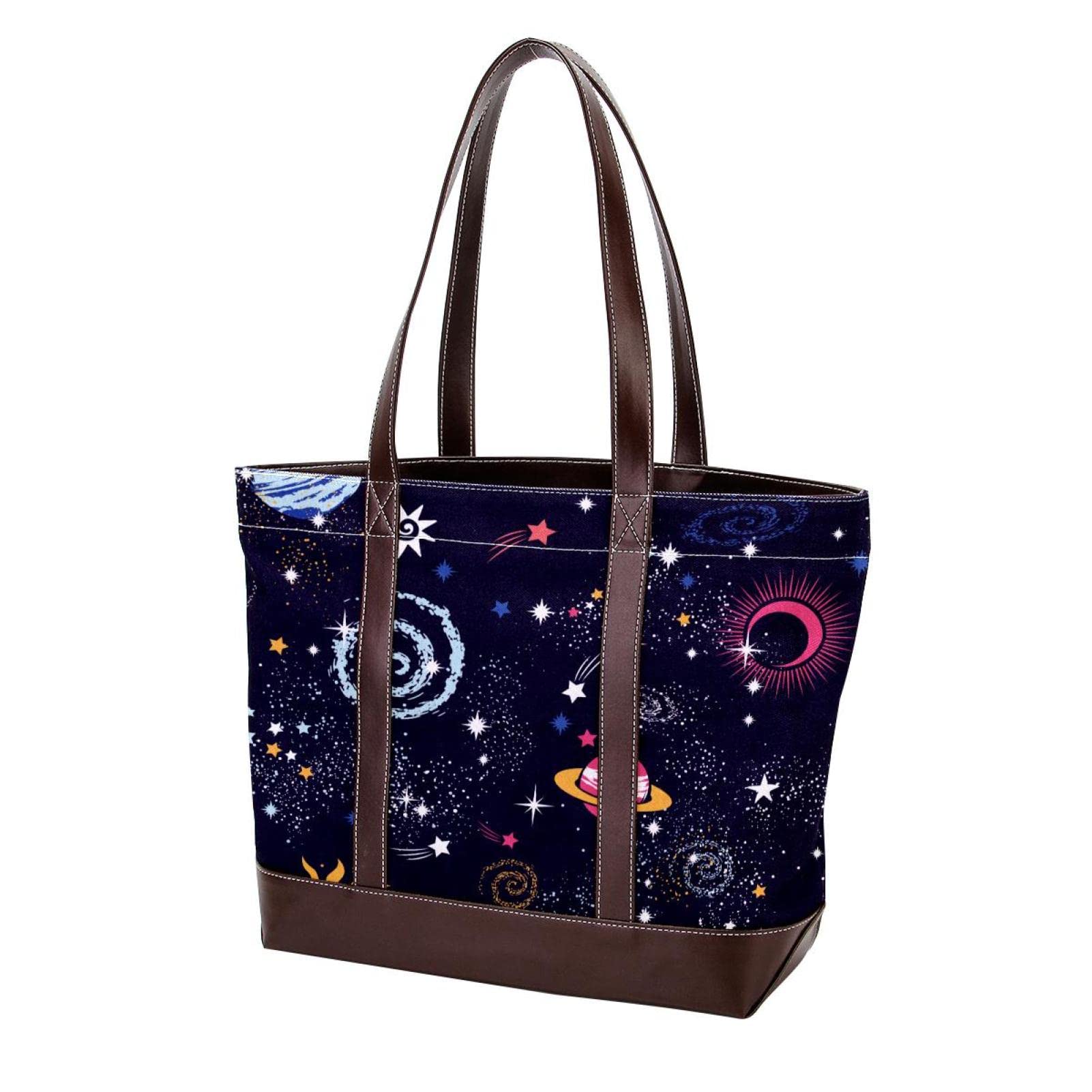 Paris Eiffel Tower Tote Bag - Large Leather Canvas Purse for Women with Top Handle & Shoulder Strap - Fashionable Hobo Satchel for Work, Travel & Shopping
