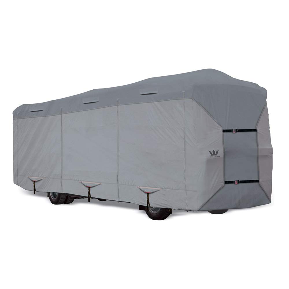Eevelle S2 Expedition Class A RV Cover - Waterproof, UV Resistant, Durable & Breathable Trailer Cover for All-Weather Protection - Marine Grade Roof - Tan & Gray for Outdoor Camping & Travel