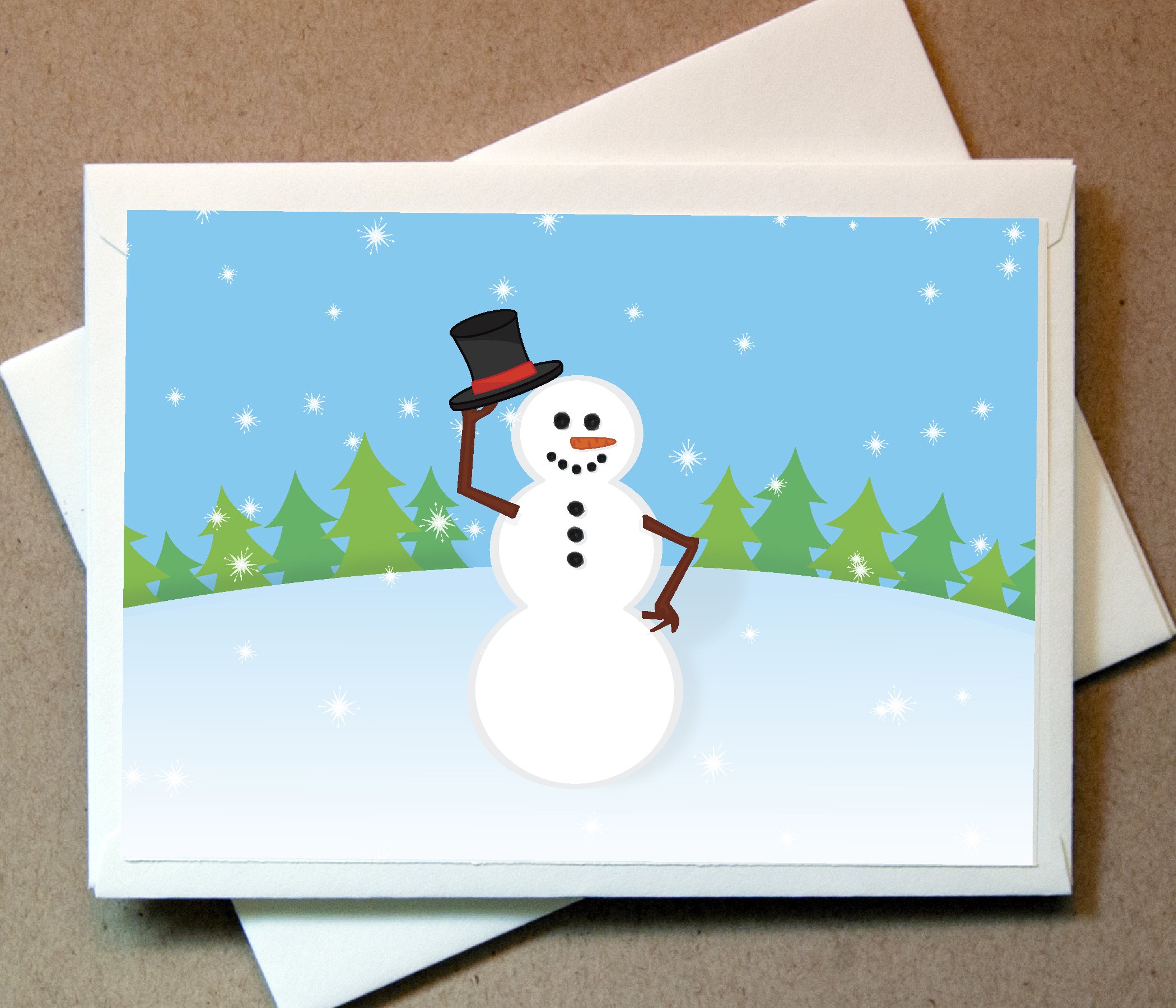 Personalized Snowman Holiday Greeting Cards - 30 Pack with Envelopes - Fast Shipping - Perfect for Christmas, New Year & Winter Season Greetings