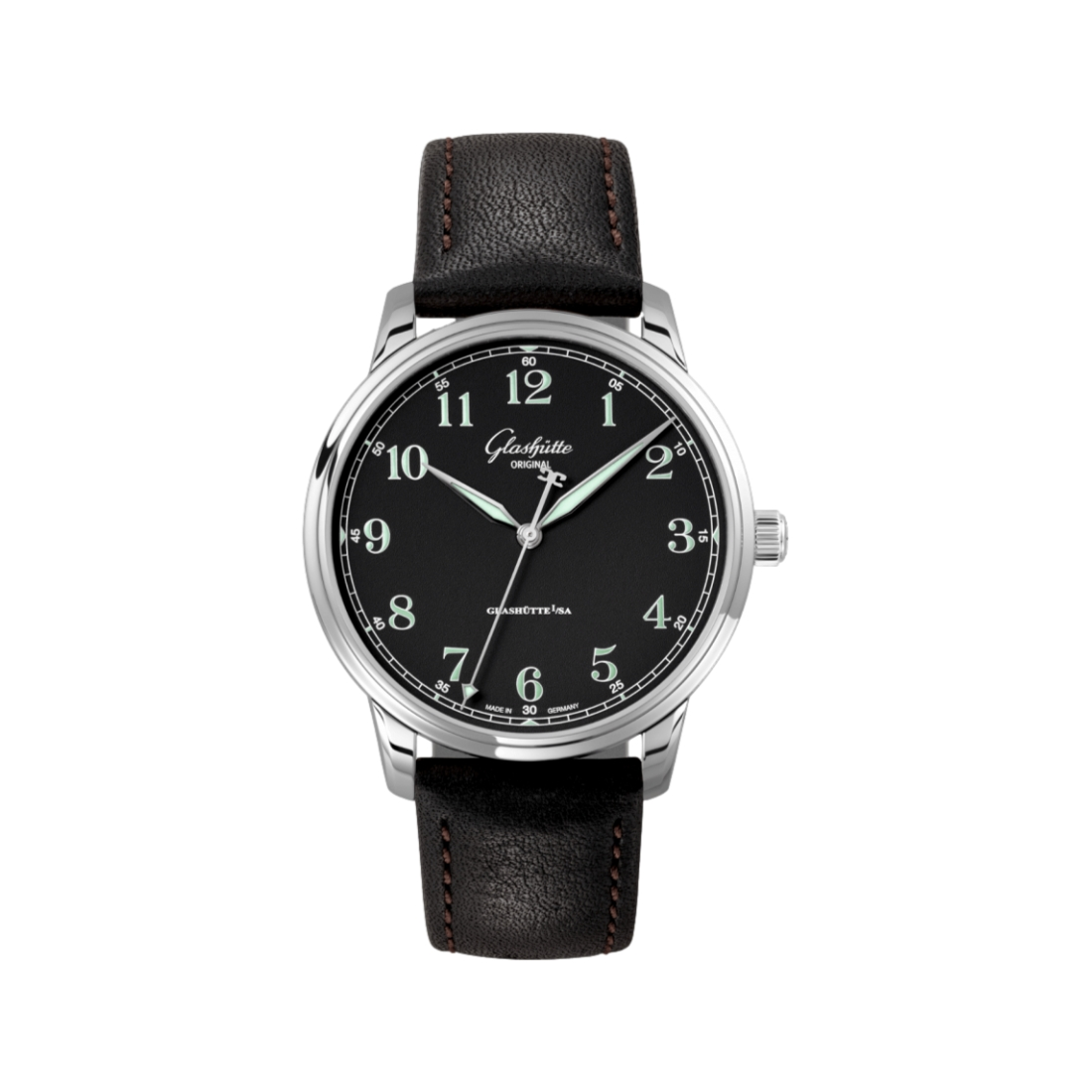 Senator Excellence Varnish Black 40mm Stainless Steel Watch with Leather Strap - Perfect for Business Meetings & Formal Occasions