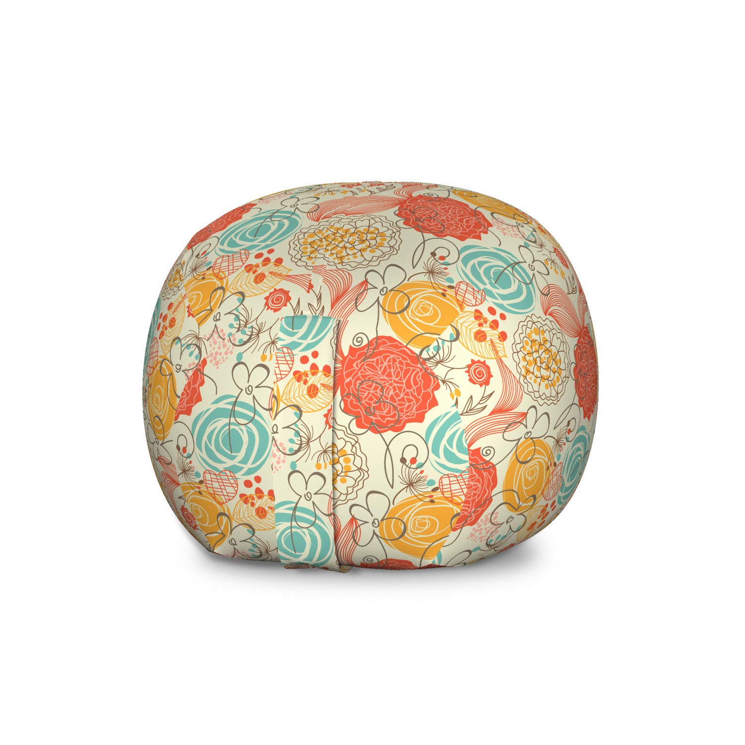 Ambesonne Vintage Storage Toy Bag Chair - Large Washable Stuffed Animal Organizer with Cheerful Gardening Plants Doodle Art Pattern | Perfect for Kids' Room, Playroom & Nursery Organization