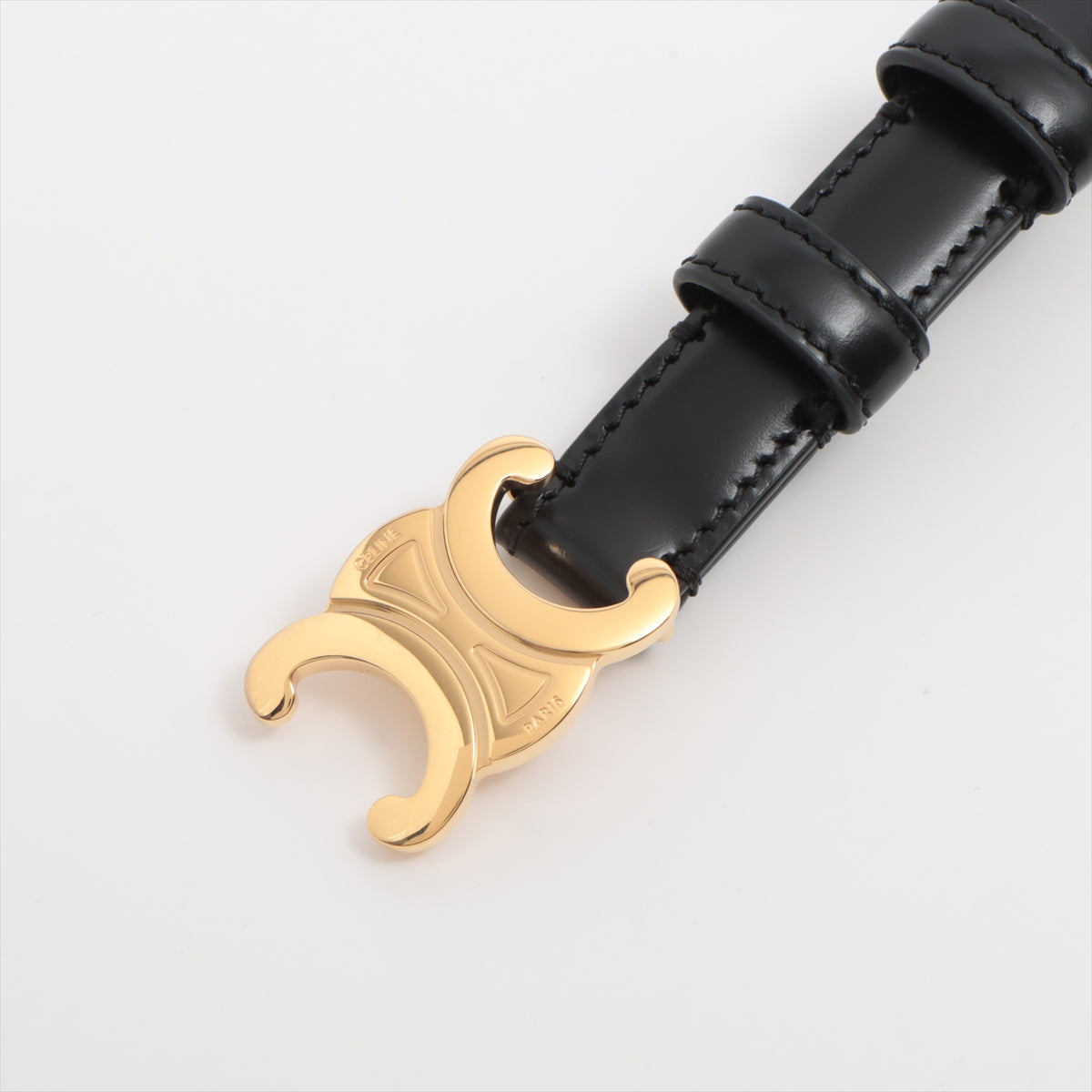 Celine Triomphe Black Leather Belt 75cm - Classic Designer Belt for Women | Perfect for Jeans, Dresses & Office Wear