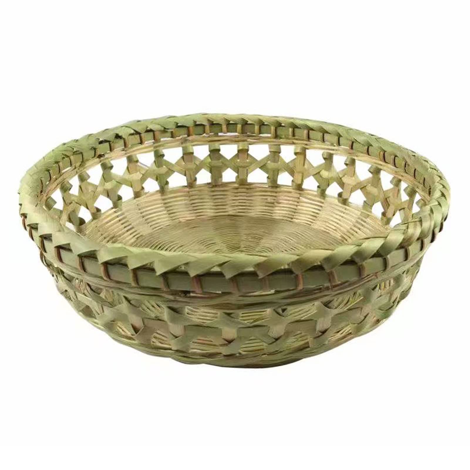 Eco-Friendly Woven Bamboo Storage Basket - Oval Design for Fruits, Snacks, Bread & Vegetables (27x10cm) | Perfect for Kitchen, Pantry & Gift Giving