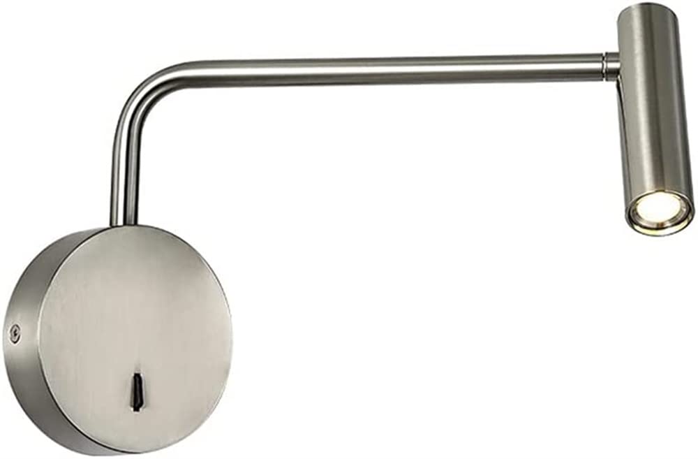 3W LED Swing Arm Wall Sconce - Modern Adjustable Reading Light for Bedroom Headboard, Living Room & Hallway | Dimmable Wall Mounted Lamp for Night Reading, Study & Relaxation
