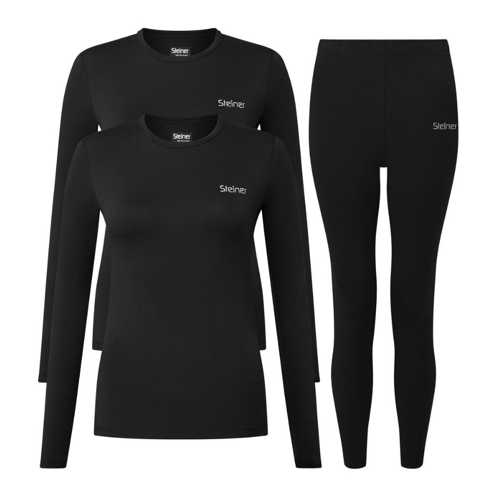 Steiner Women's Soft Tec Active Base Layer Bundle - Thermal Underwear Set for Hiking, Running & Cold Weather - Moisture Wicking & Breathable Workout Clothes