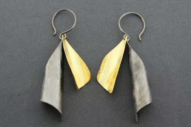 2-Piece Gold Plated & Oxidized Drop Earrings - Elegant Dangle Earrings for Women, Perfect for Parties, Weddings & Everyday Wear