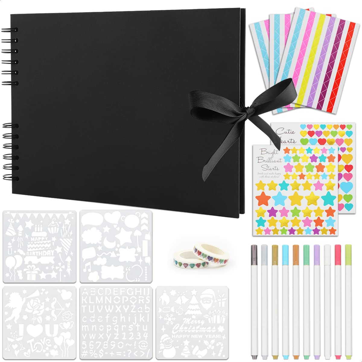 Premium 11x8 Inch Hardcover Scrapbook Photo Album - 80 Pages Black Craft Paper DIY Memory Book for Wedding, Anniversary, Graduation, Travel & Baby Shower | Perfect for Preserving Special Moments & Creating Handmade Keepsakes