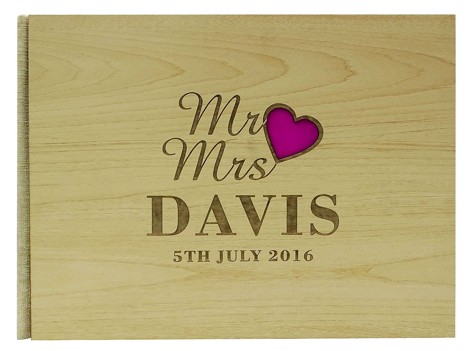 Personalized Rustic Wooden Wedding Guest Book - Engraved Bride & Groom Name - 50 Pages Advice Journal for Wedding Reception & Anniversary Gift