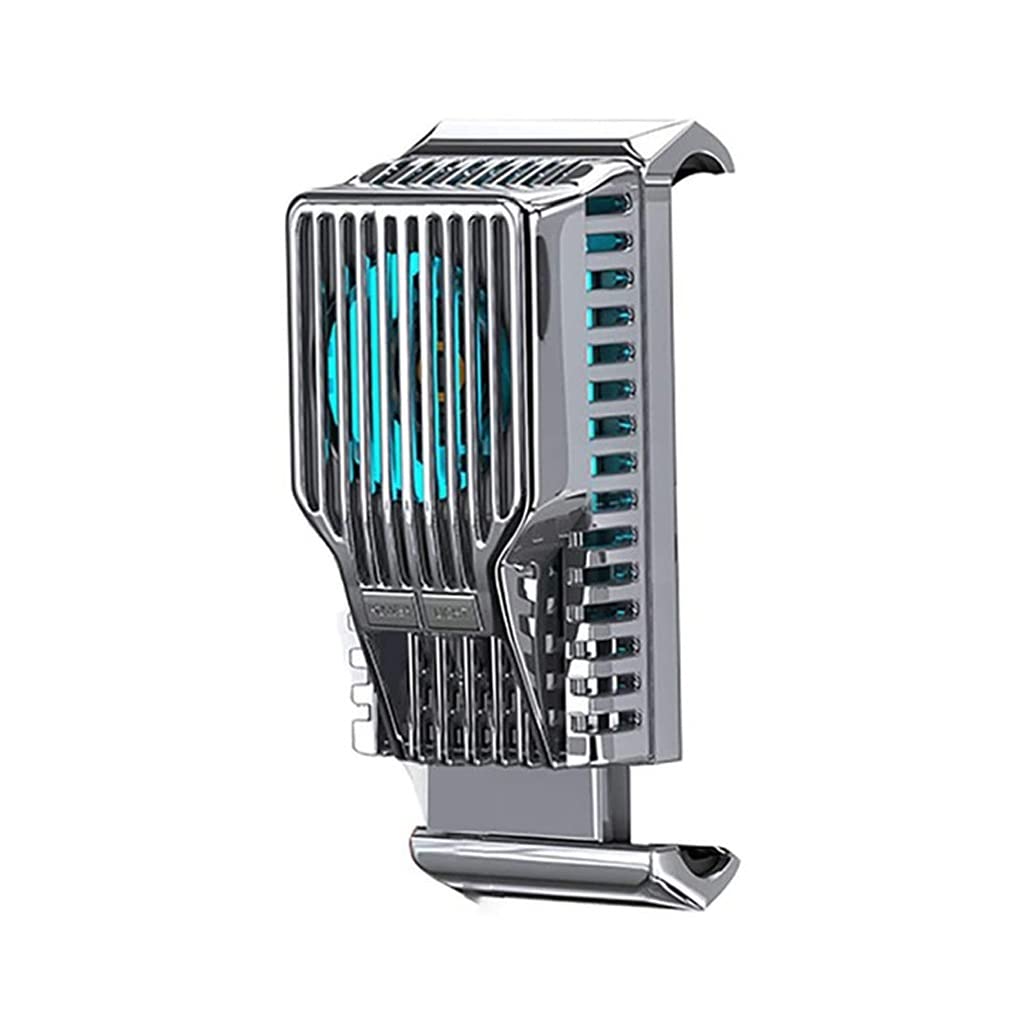 TOTOU Portable Phone Cooler - Gaming Cooling Fan with Heatsink & Aux Audio for iPhone Android - Silver | Perfect for Mobile Gaming, Streaming & Overheating Prevention