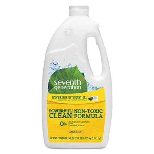 (6 Pack) SEV22171 Lemon Scented Automatic Dishwasher Detergent Gel - 42 oz Bottles, Powerful Cleaning for Dishes, Glassware & Cookware | Ideal for Home Kitchens, Restaurants & Dishwashers