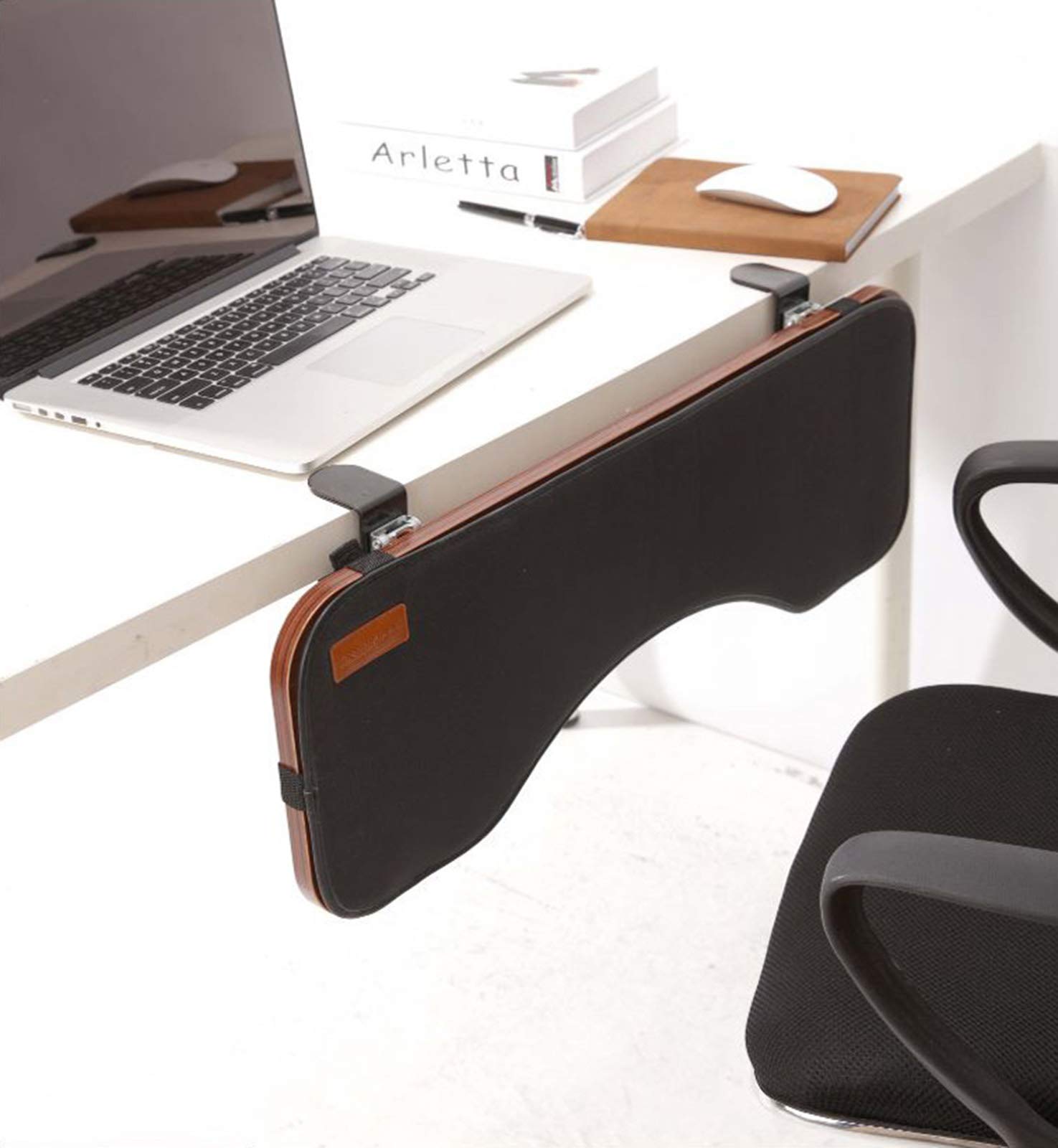 Ergonomic Under Desk Keyboard Tray - Adjustable Clamp-On Mouse & Keyboard Tilted Tray for Office & Gaming - Space-Saving Computer Workstation Accessory for Home Office, Gaming Setup and Workspace Organization