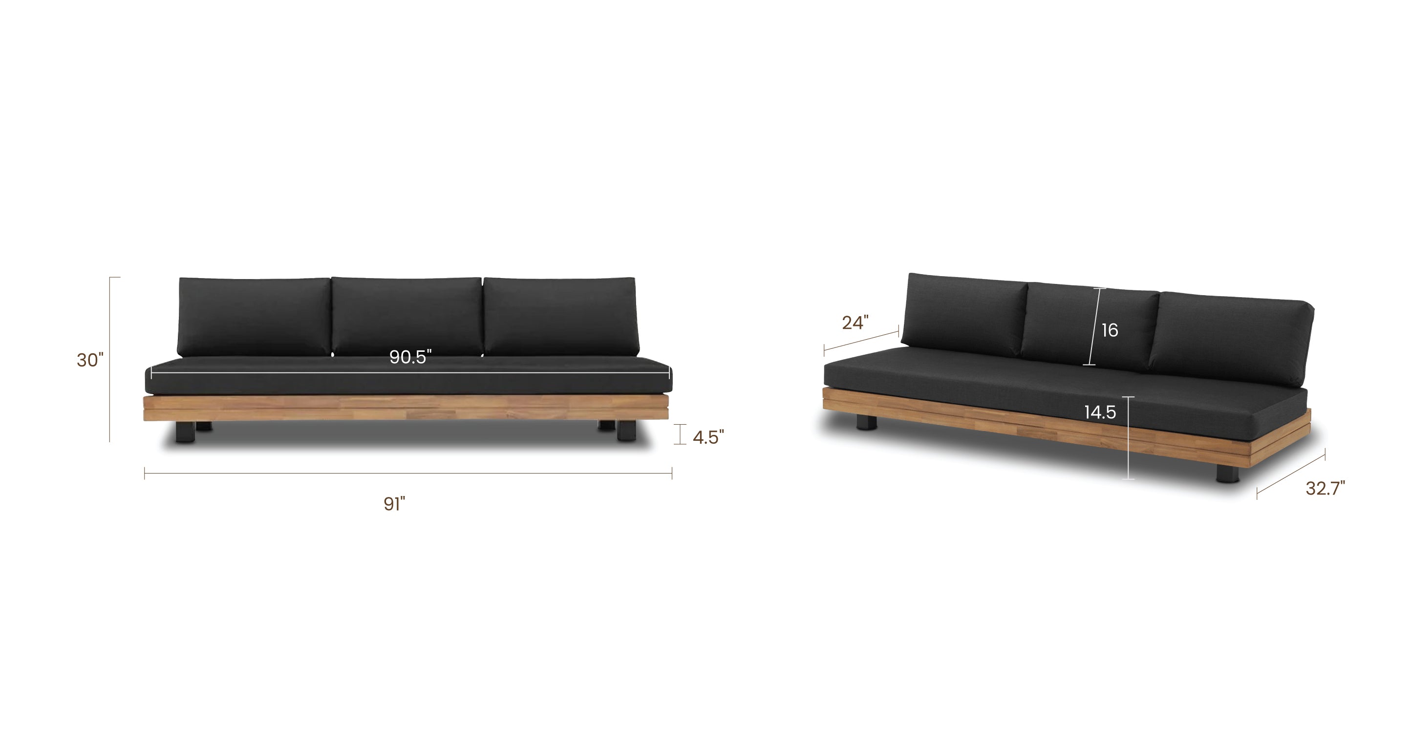 Celenza 3-Seat Sofa Bench - Modern Upholstered Couch for Living Room, Lounge & Entryway - Comfortable Fabric Sectional with Sturdy Wooden Frame (Brown)