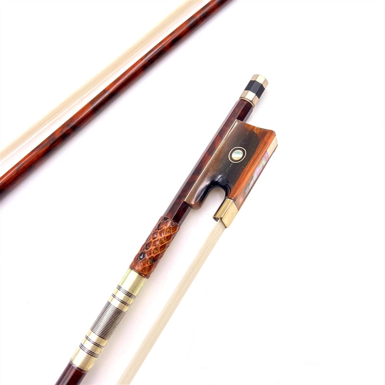Premium Snakewood Letterwood 4/4 Violin Bow with Siberian Horsetail Hair - Silver Mounted Violin Accessories for Professional Musicians & Students - Perfect for Classical Performances, Practice Sessions & Orchestra Use