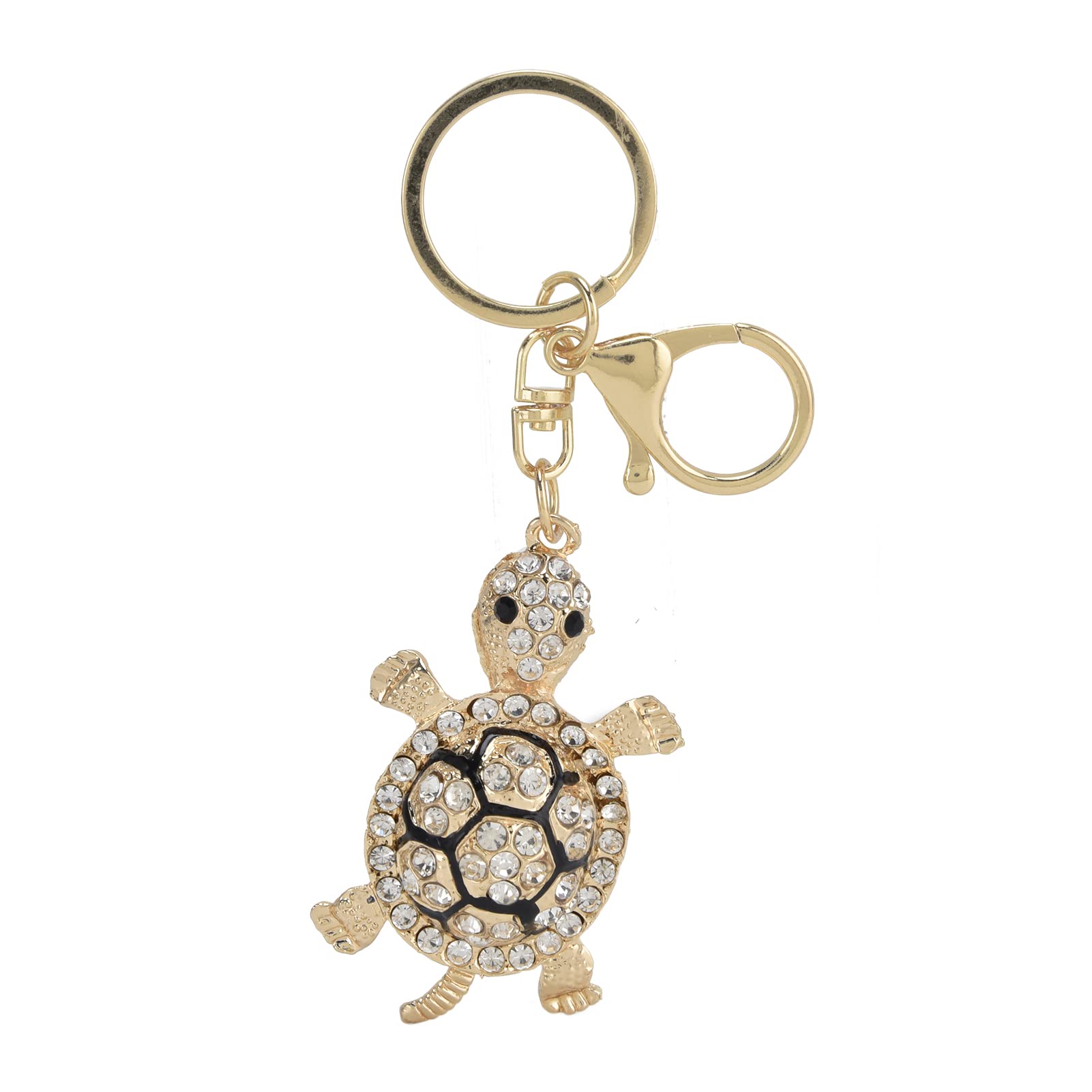 Elegant Rhinestone Tortoise Keychain for Women - Cute Zinc Alloy Key Ring Charm Pendant (15x7x2cm, White) | Perfect for Purse, Bag & Gift Giving