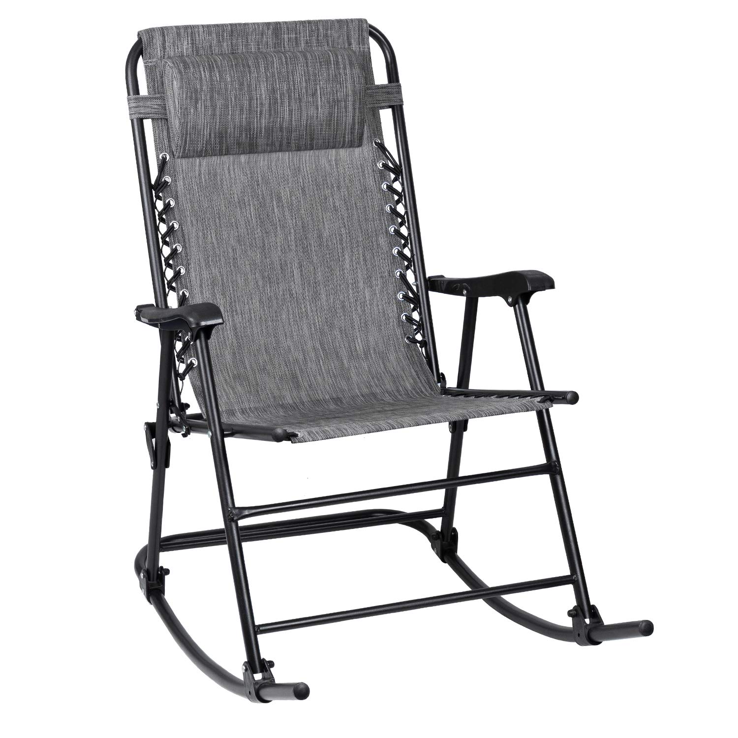Flamaker Zero Gravity Chair - Adjustable Outdoor Rocking Recliner Lounge Chair with Headrest, Foldable & Portable for Patio, Poolside, Camping, Beach - Perfect for Relaxing in Backyard, Garden or Vacation (Grey)