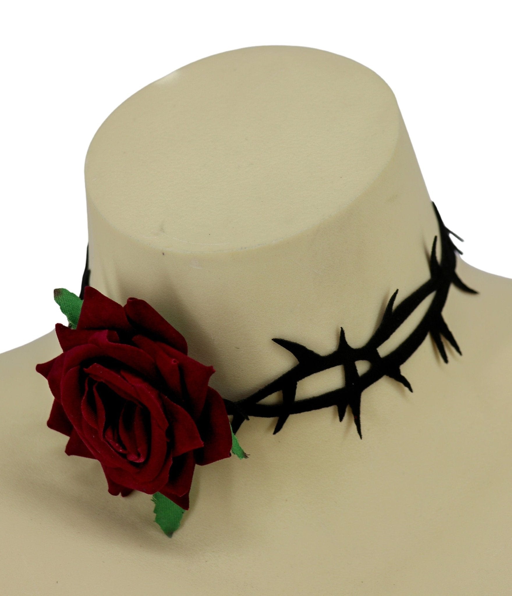 Rose & Thorns Choker Necklace - Gothic Punk Jewelry for Women, Stainless Steel Gothic Choker with Adjustable Chain - Perfect for Halloween, Cosplay, and Dark Fashion Outfits