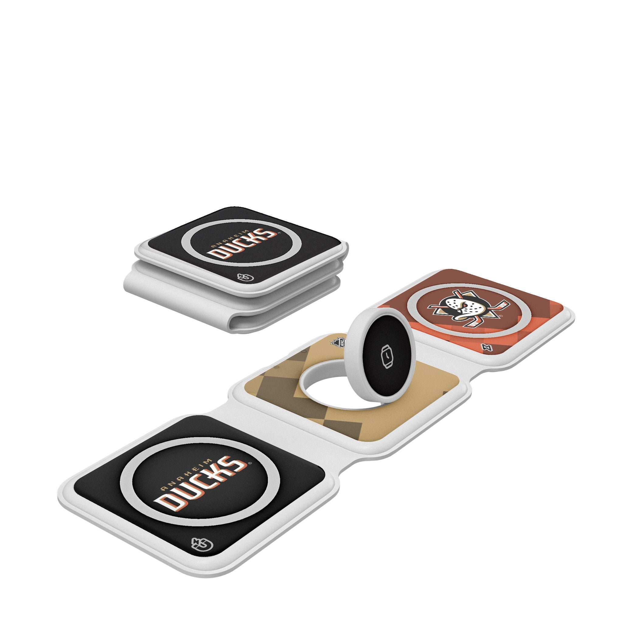 Anaheim Ducks Color Block Foldable 3-in-1 Charger - Portable Phone Charger for iPhone, Android & AirPods - Perfect for Travel, Home & Office Use