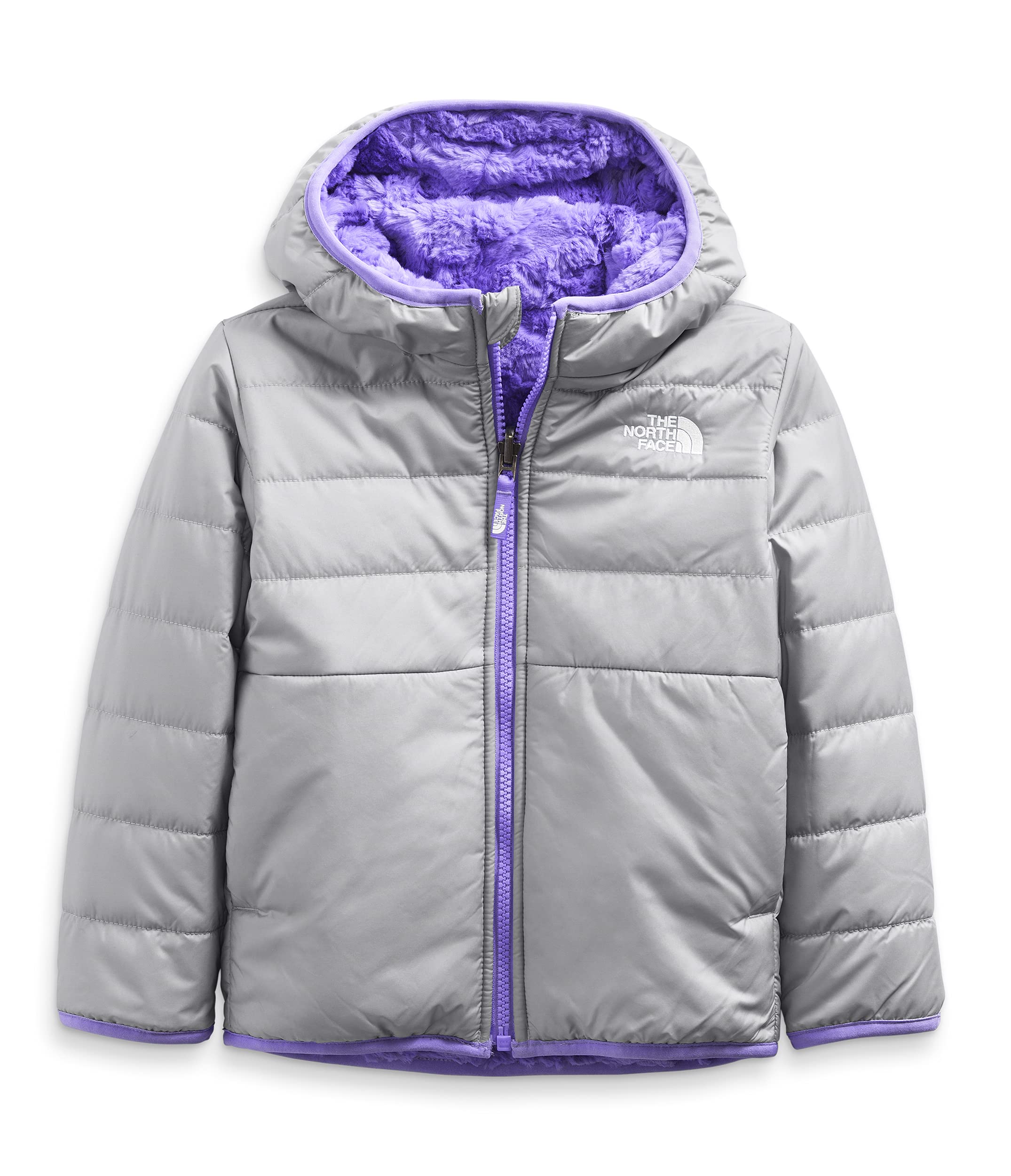 The North Face Reversible Toddler Jacket - Mossbud Swirl Full Zip Hoodie, Meld Grey (3T) | Warm & Water-Resistant Winter Coat for Boys & Girls | Perfect for Outdoor Play, School & Family Adventures