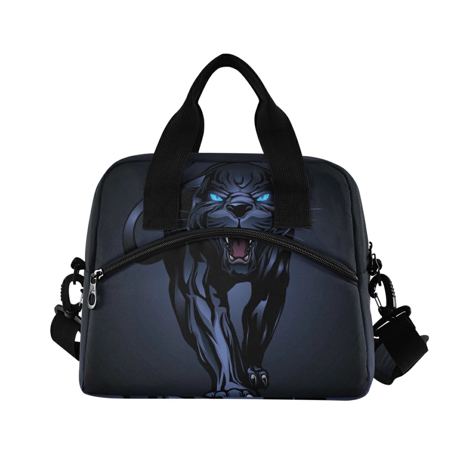 Roaring Black Panther Insulated Lunch Bag for Kids & Adults - Reusable Cooler Tote with Adjustable Strap for School, Office, Picnics & Outdoor Activities