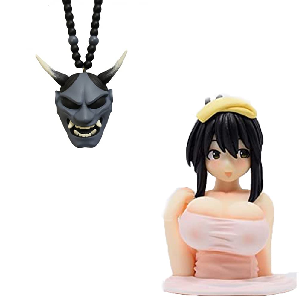 EUPEFIST Hannya Japanese Oni Mask Car Rearview Mirror Charm - Samurai Helmet Car Hanging Pendant, Fashion Auto Ornament for Car Decoration - Perfect for JDM Style, Anime Lovers & Japanese Culture Enthusiasts