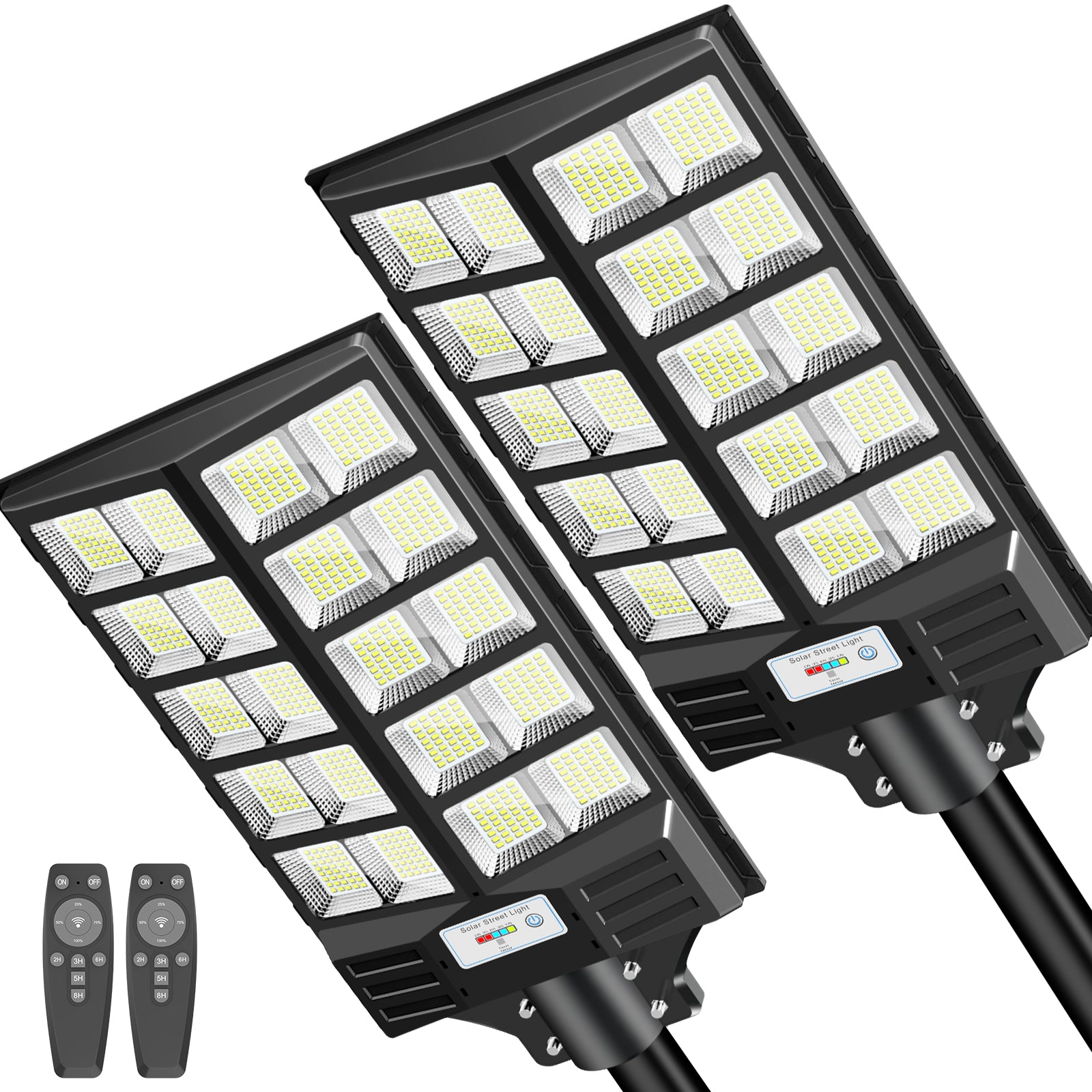 Hykoont BC020C 150W Solar Powered LED Street Light - Outdoor Waterproof Lighting for Driveway, Garden, Pathway & Parking Lot - Energy Efficient Solar Panel with Motion Sensor & Auto Dusk to Dawn