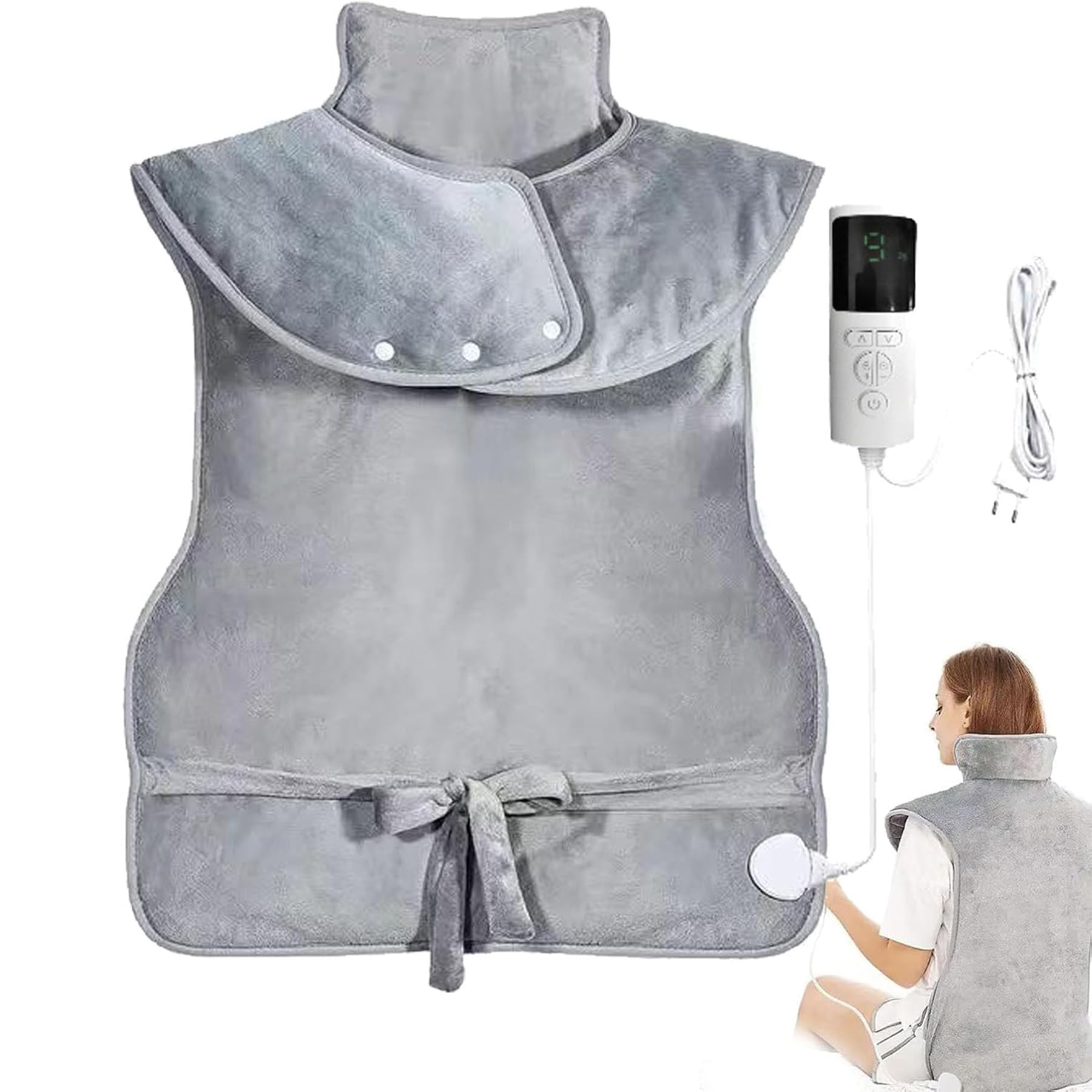USB Electric Blanket - Portable Heating Blanket with Battery Power & Wireless USB for Camping, Travel, Home Use - Soft Grey Cozy Blanket (Perfect for Outdoor Adventures, Office & Bed Warmth)