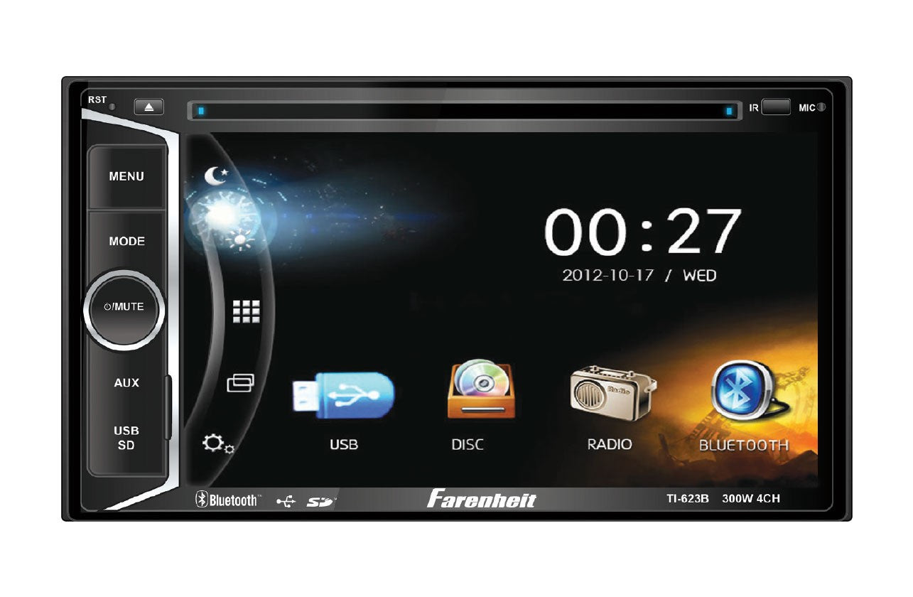 Farenheit TI.623B 6.2 Inch LCD Touch Screen 2 DIN Car Stereo with Bluetooth, GPS Navigation & Multimedia Player | Perfect for Toyota, Honda, Ford & More | Upgrade Your Car Audio System