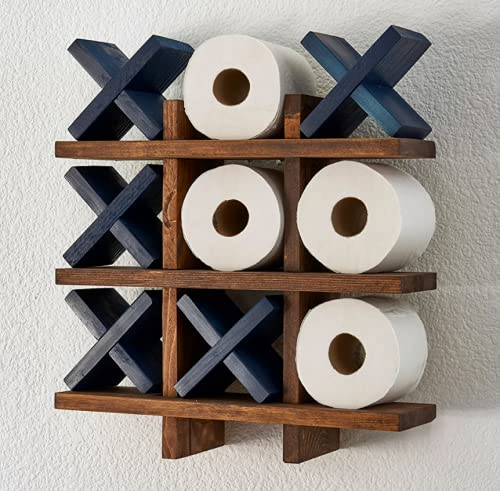 Premium Bath Roll Holder - Blue Pine Toilet Paper Display & Bathroom Decor | Modern Bathroom Organization (Black, Chestnut) | Perfect for Powder Rooms, Guest Baths & Spa-Style Decor
