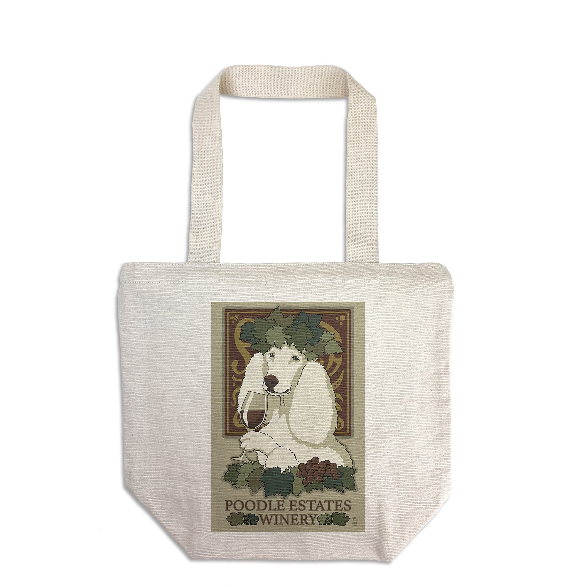 Lantern Press Poodle Retro Winery Ad Tote Bag - 100% Cotton Canvas Reusable Shopping Bag for Groceries, Beach & Farmers Market