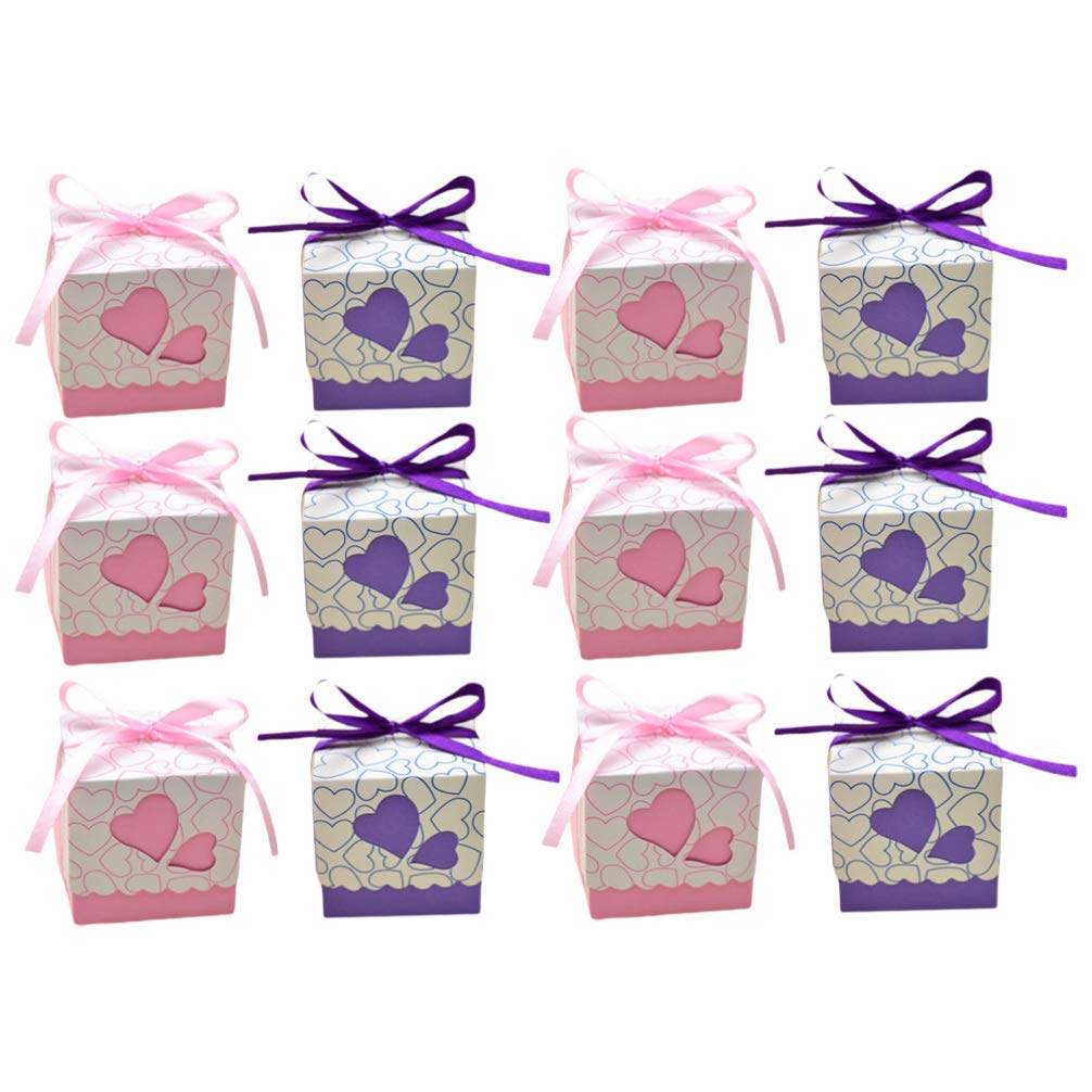 TENDYCOCO 100pcs Heart-Shaped Candy Gift Boxes - Elegant Hollow Design Wedding Party Favors, Treat Holders & Storage Cases for Birthday, Baby Shower, Anniversary Celebrations