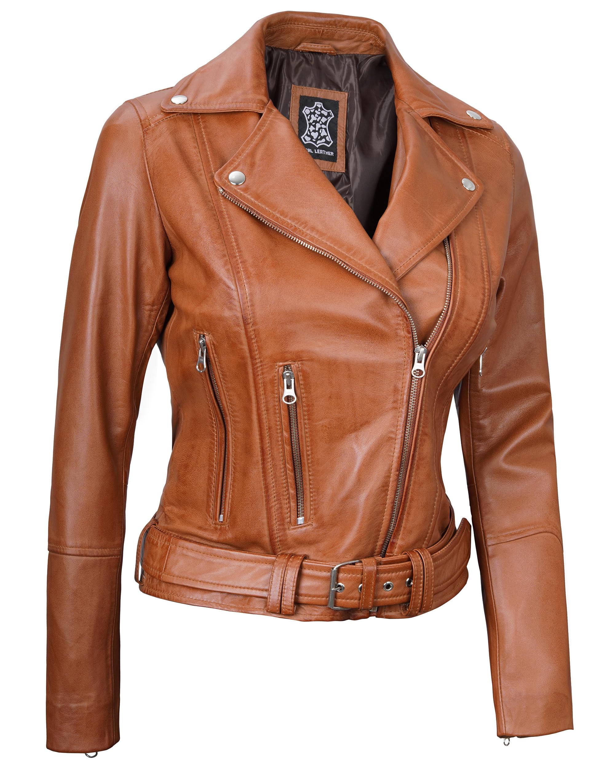 Genuine Lambskin Leather Motorcycle Jacket for Women - Stylish Moto Biker Jacket, Premium Outerwear for Riding & Fashion | Perfect for Motorcycling, Casual Wear & Night Out