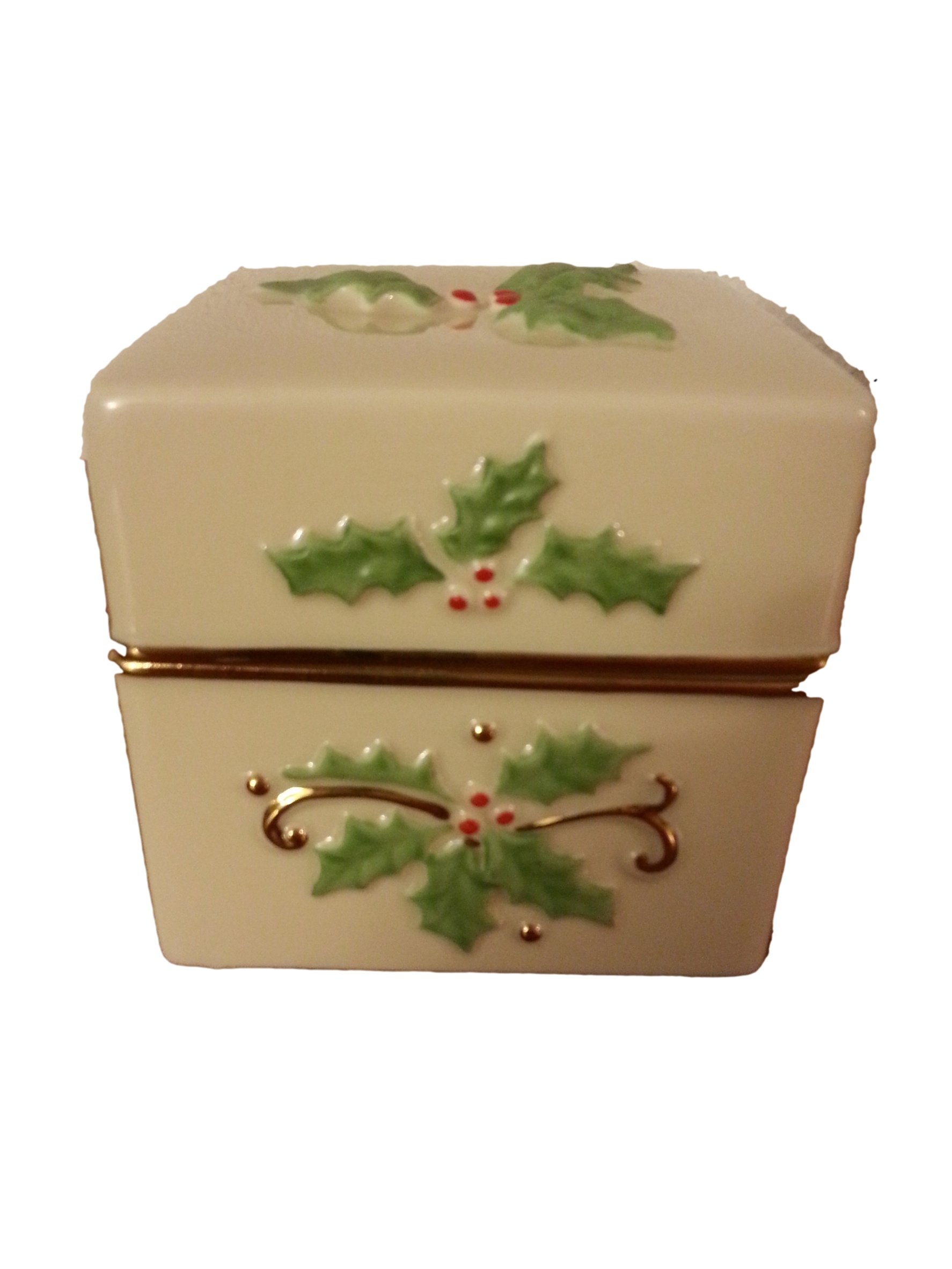 Lenox Holiday Holly Box - 3 Inch Ceramic Christmas Decoration for Table Centerpiece, Gift Giving & Festive Home Decor