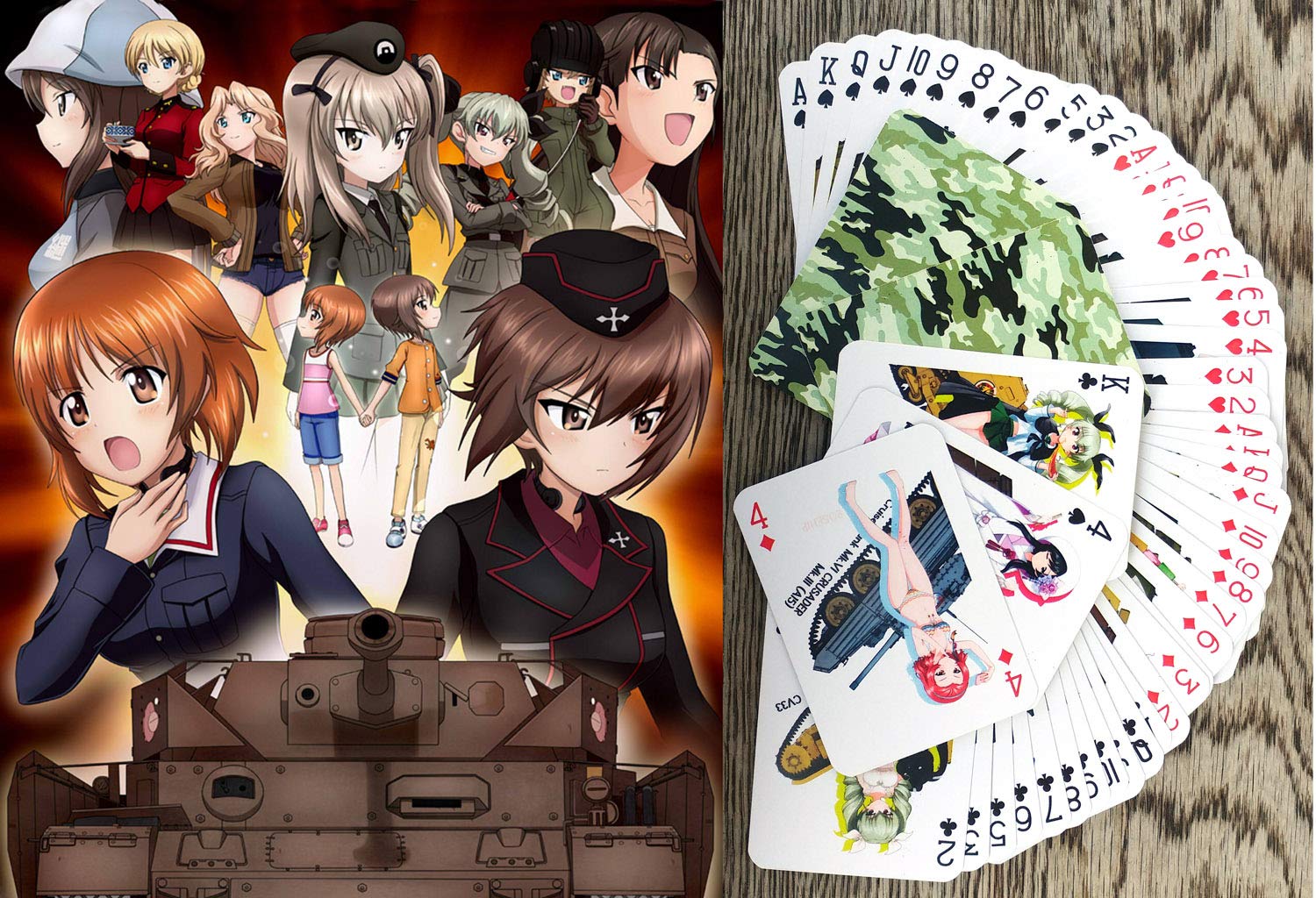 FLONZGIFT Anime Playing Cards - Girls UND Panzer Manga Themed Poker Deck with 54 Unique Designs | Perfect for Game Nights, Collectors & Anime Fans