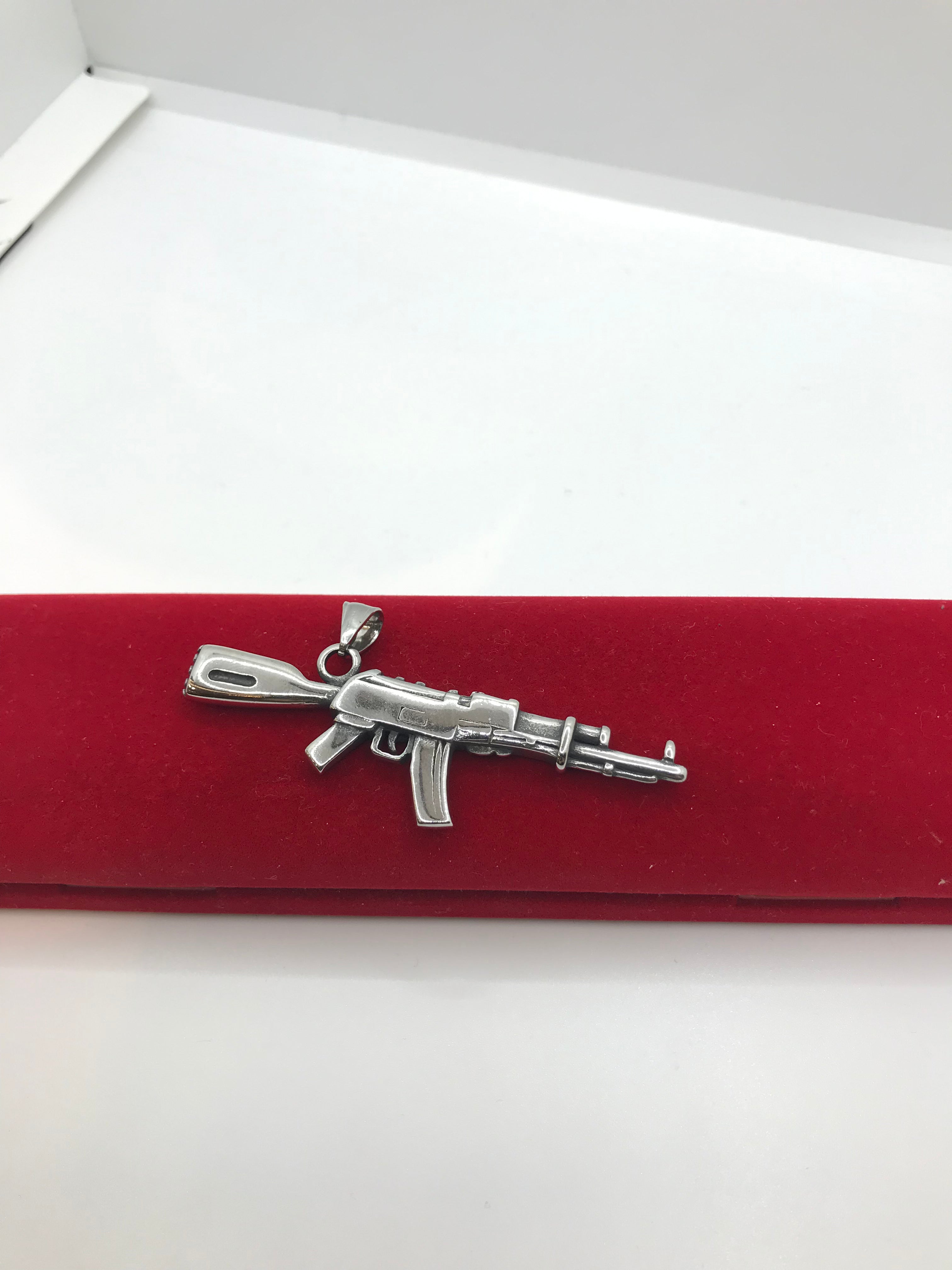 AK 47 Gun Pendant Necklace - Military Style Bullet Charm Jewelry for Men - Perfect for Tactical Enthusiasts, Airsoft Players & Outdoor Adventures