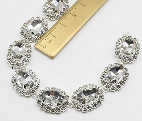 Xuccus 10 Yards DIY Sew-on Rhinestone Trim - Crystal Motif Strass Non Hot Fix Rhinestone Tape Applicator Ribbon with Sparkling Clear Rhinestones for Wedding Dresses, Costumes & DIY Crafts