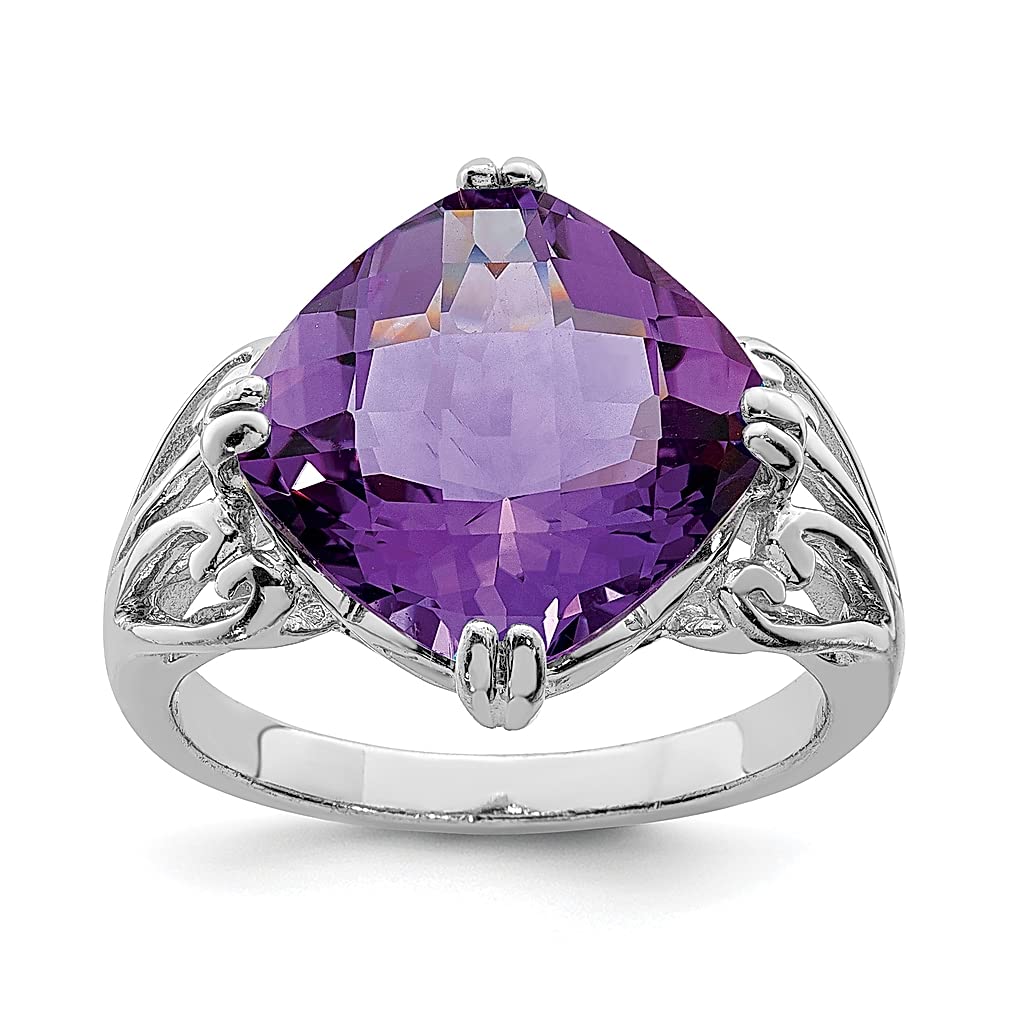 925 Sterling Silver Checker Cut Purple Amethyst Band Ring - Dainty Gemstone Jewelry for Women | Elegant Gift Set for Birthday, Anniversary & Special Occasions