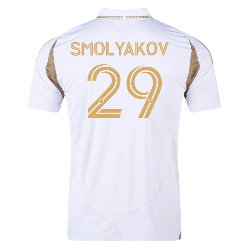Adidas Artem Smolyakov LAFC Away Jersey 2025-2026 - White & Gold Soccer Shirt for Men - Official MLS Fan Gear for Game Day & Sports Events