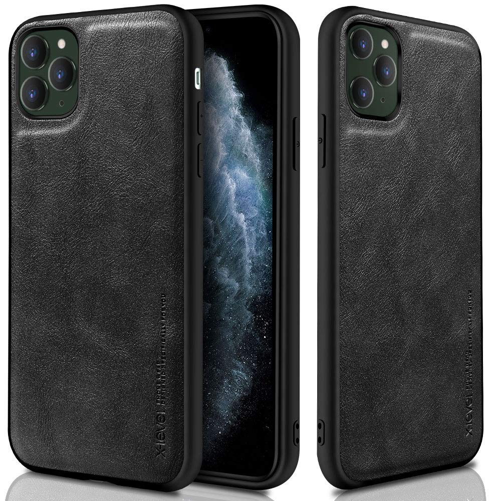 Premium Leather Slim Thin Anti-Slip iPhone 11 Pro Max Case - Shockproof Protective Cover with Soft TPU Bumper for 6.5 Inch iPhone 11 Pro Max | Perfect for Daily Use, Office & Travel Protection