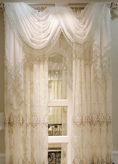 Annapolis Elegant Sheer Valance Swag - Pearl White Window Curtain for Living Room, Bedroom & Dining Room Decor