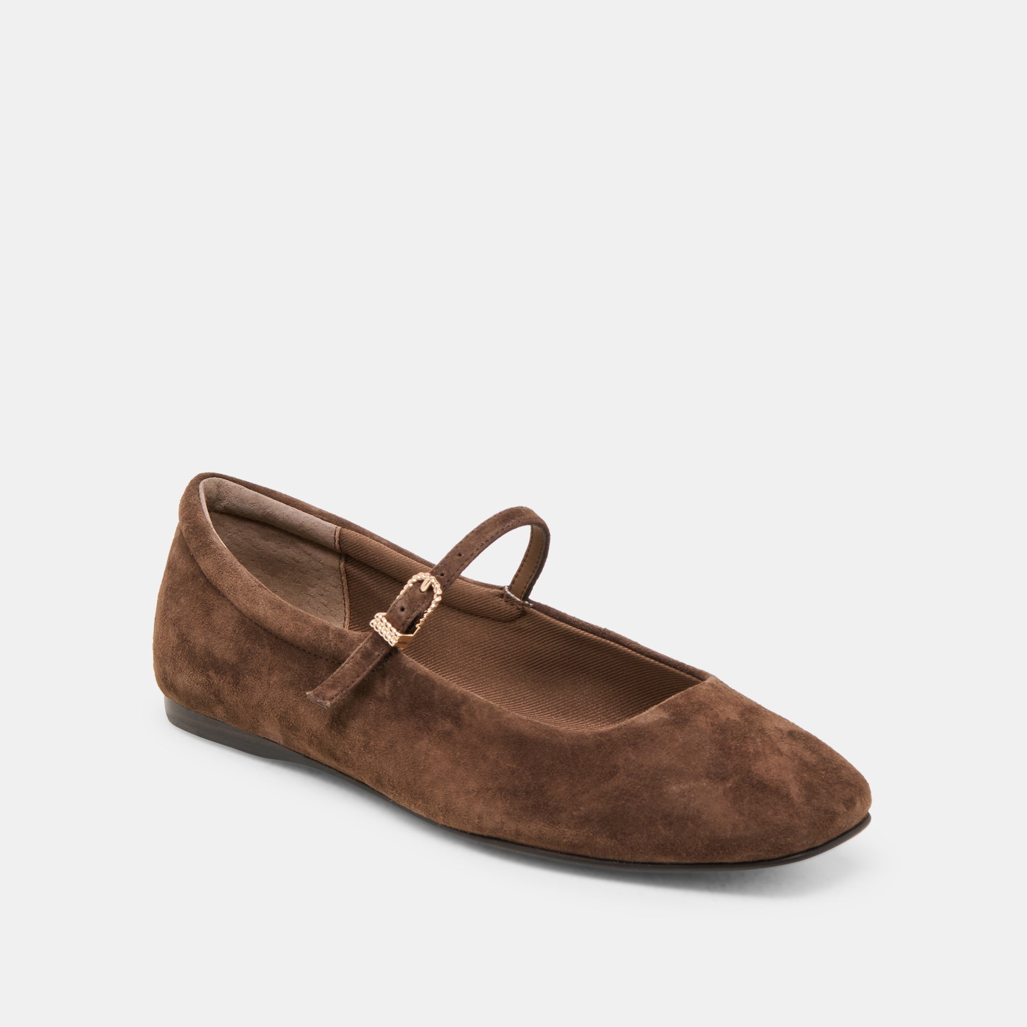 REYES Women's Ballet Flats - DK Brown Suede Comfortable Slip-On Shoes for Casual Wear, Office & Travel