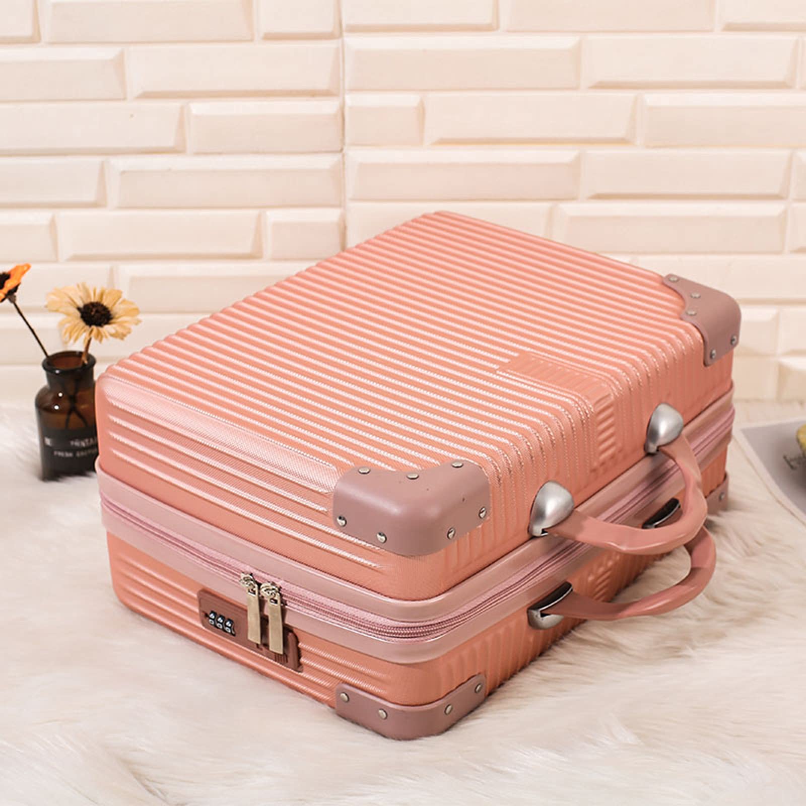 Mini Hard Shell Travel Luggage Cosmetic Case - Retro ABS Makeup Bag for Women & Girls, Small Portable Carry-On Suitcase (Silver, 11.8 Inch) - Perfect for Air Travel, Weekend Getaways & Daily Organization