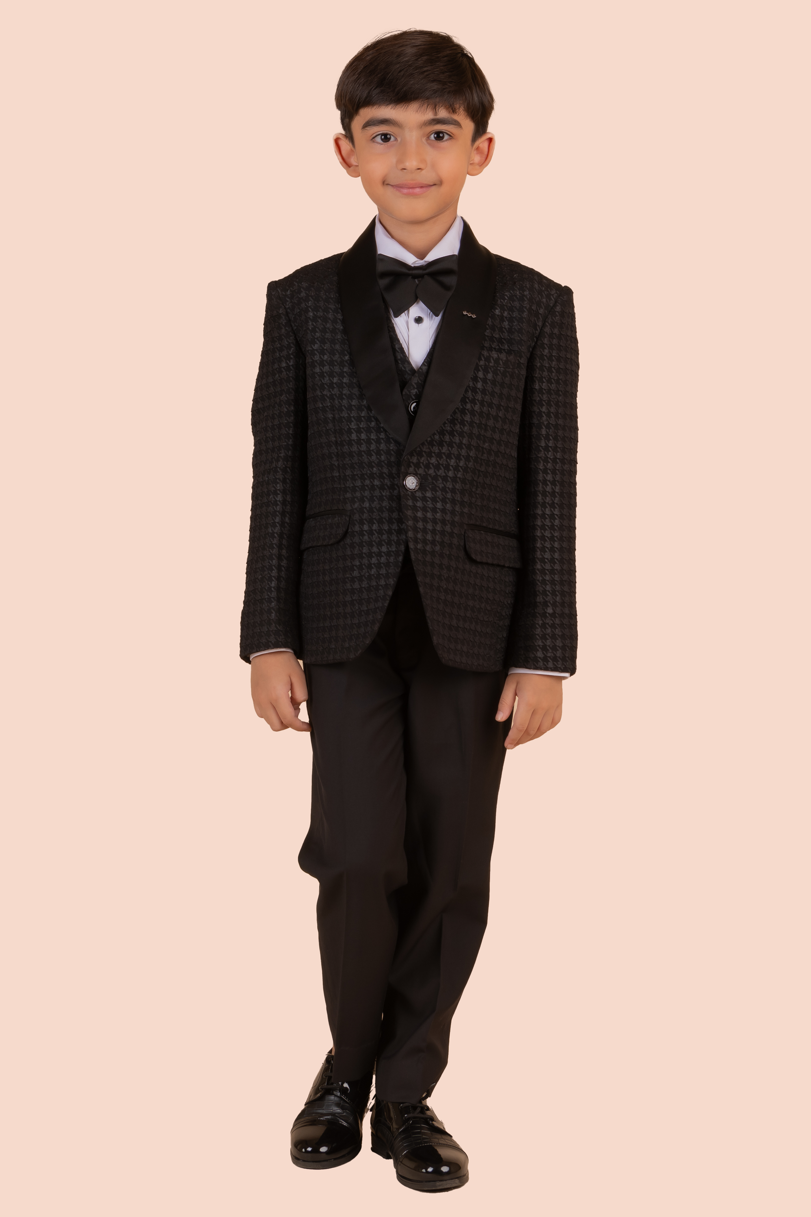 Pre Order: Elegant Houndstooth Jacquard Tuxedo for Men - Perfect for Weddings, Prom & Formal Events