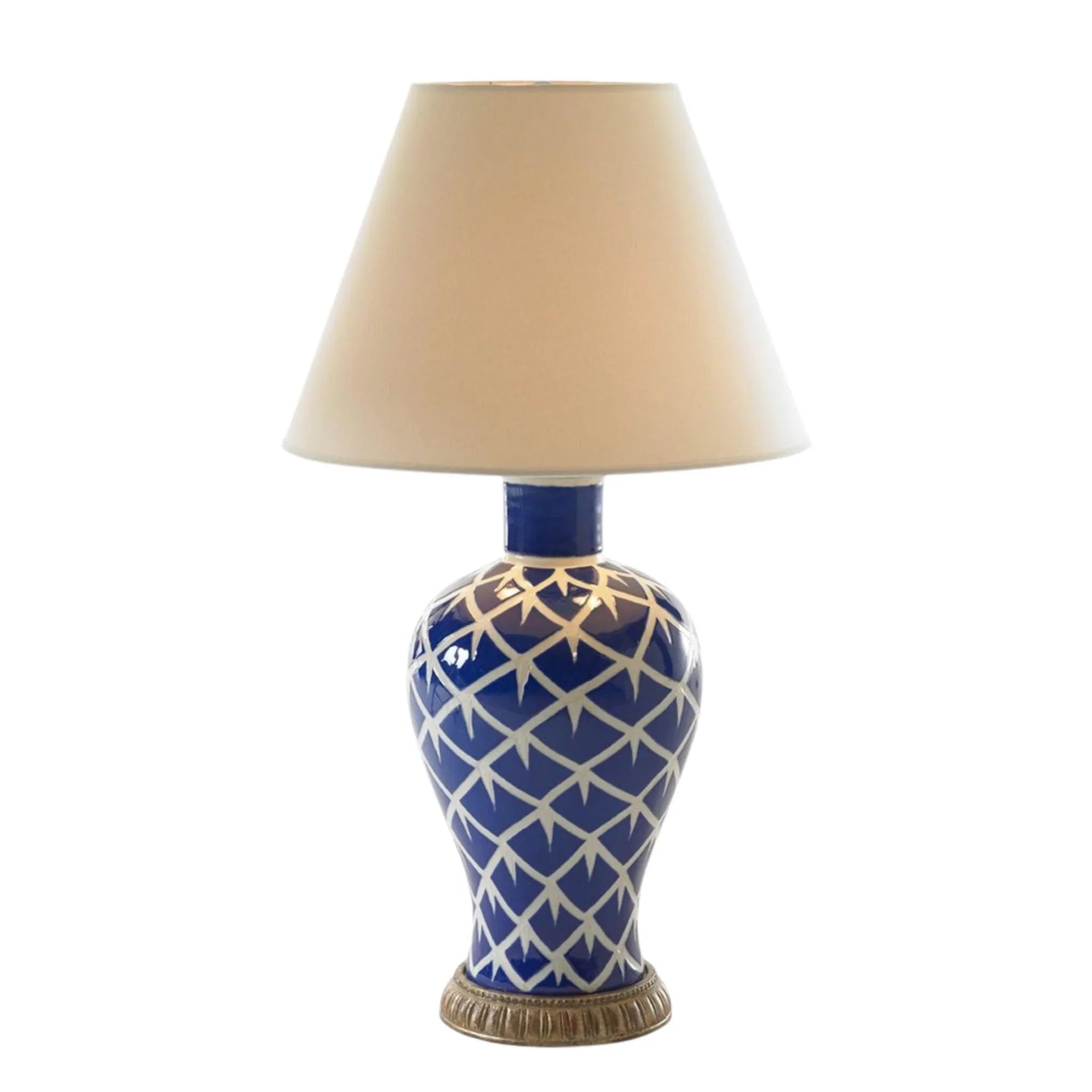 Blue and White Chicken Feather Ceramic Lamp - Handcrafted Decorative Table Lamp for Bedroom, Living Room, and Office
