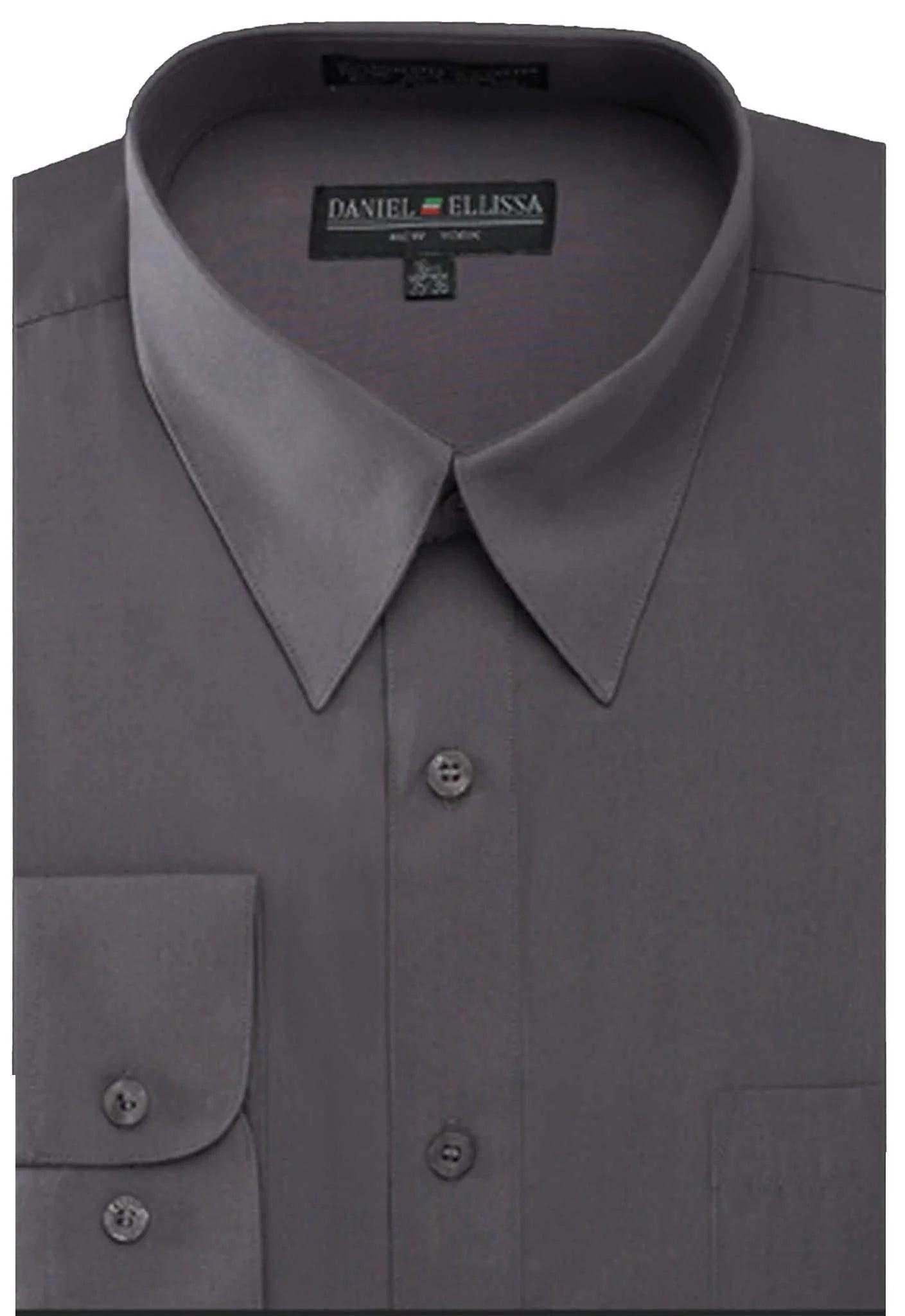 Men's Classic Regular Fit Point Collar Dress Shirt - Charcoal Gray for Business, Office & Formal Occasions