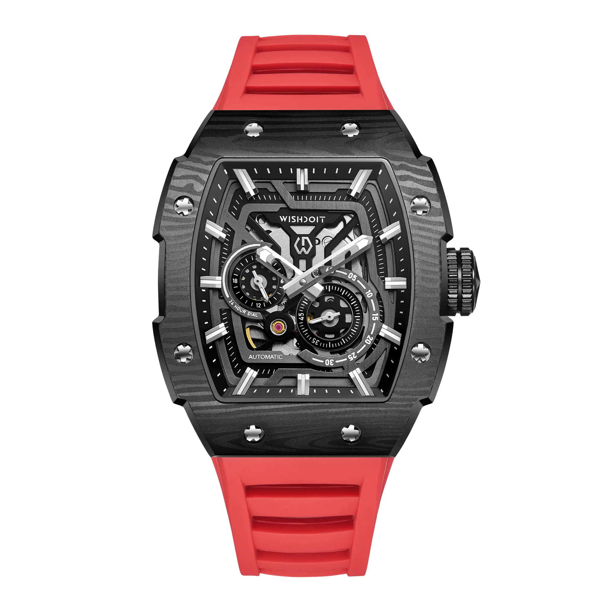 FULL SPEED Tonneau Skeleton Automatic Watch for Men - Luxury Mechanical Timepiece with Transparent Dial - Perfect for Business, Formal Events & Everyday Wear