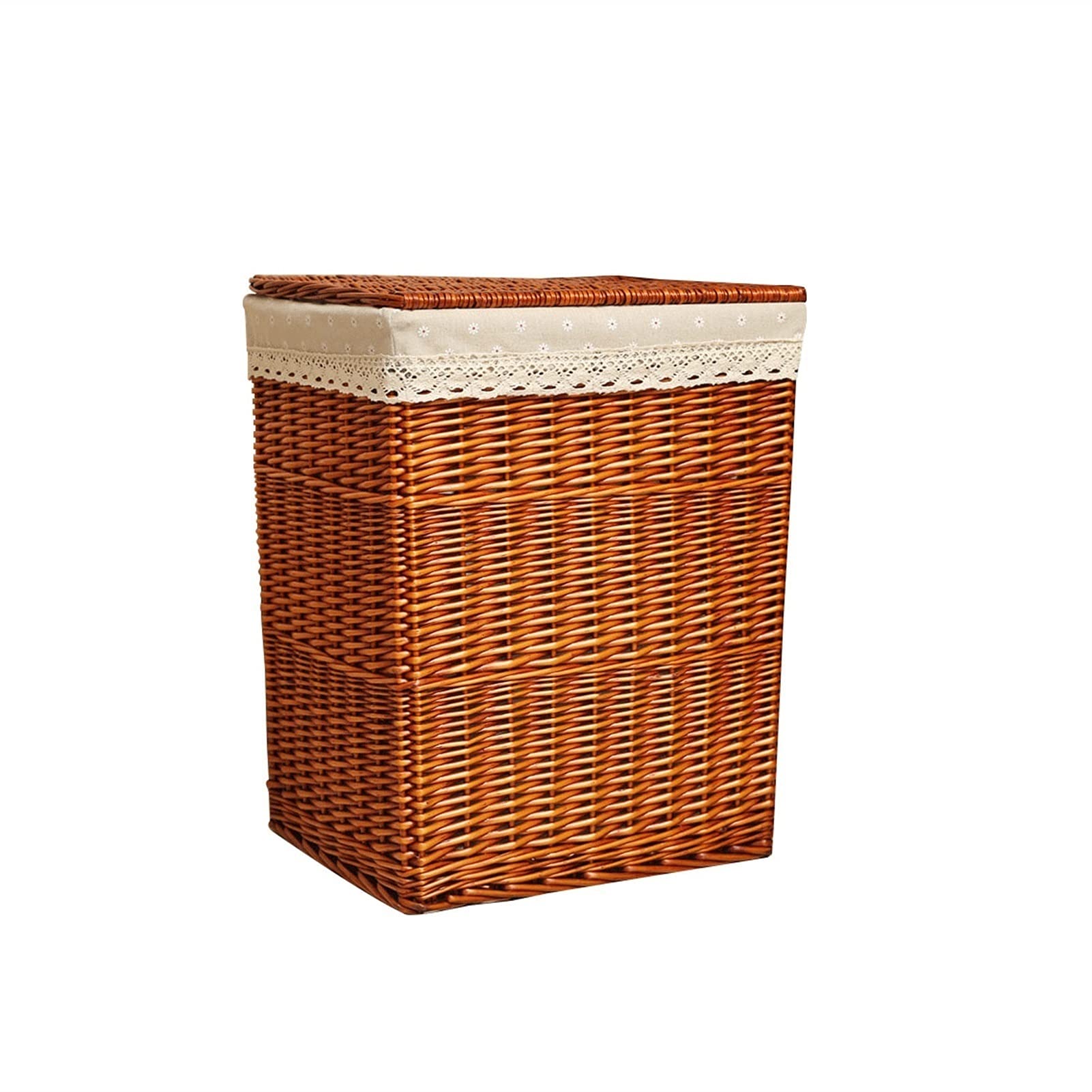 Wicker Basket with Lid - 30x25x38cm Storage Basket for Organizing Clothes, Shoes, Laundry & Gifts | Perfect for Home, Bedroom, Bathroom & Shelf Decor