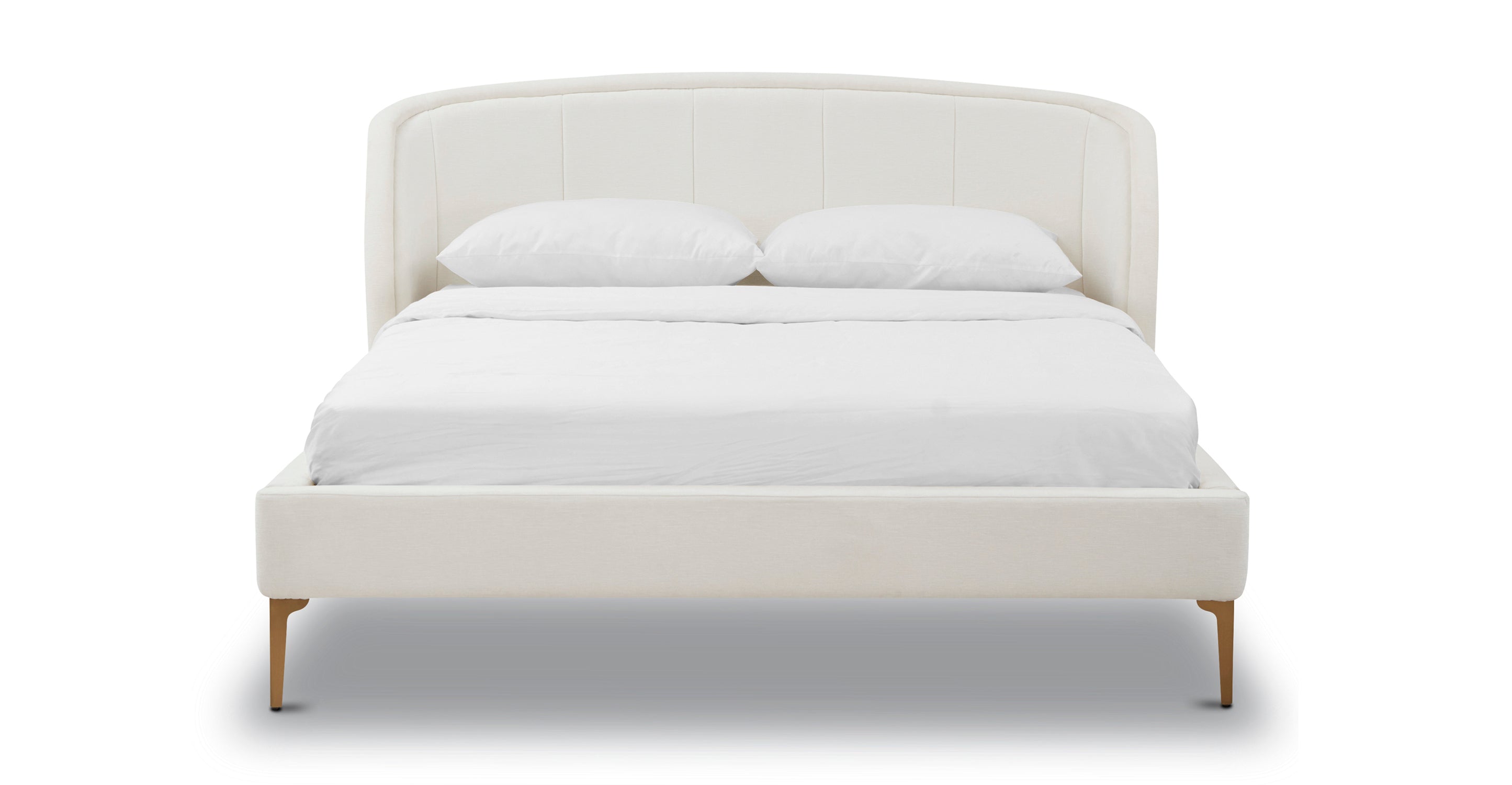 Hestia Queen Bed Frame in Mello White - Modern Platform Bed with Wooden Slats for Bedroom, Guest Room & Master Suite